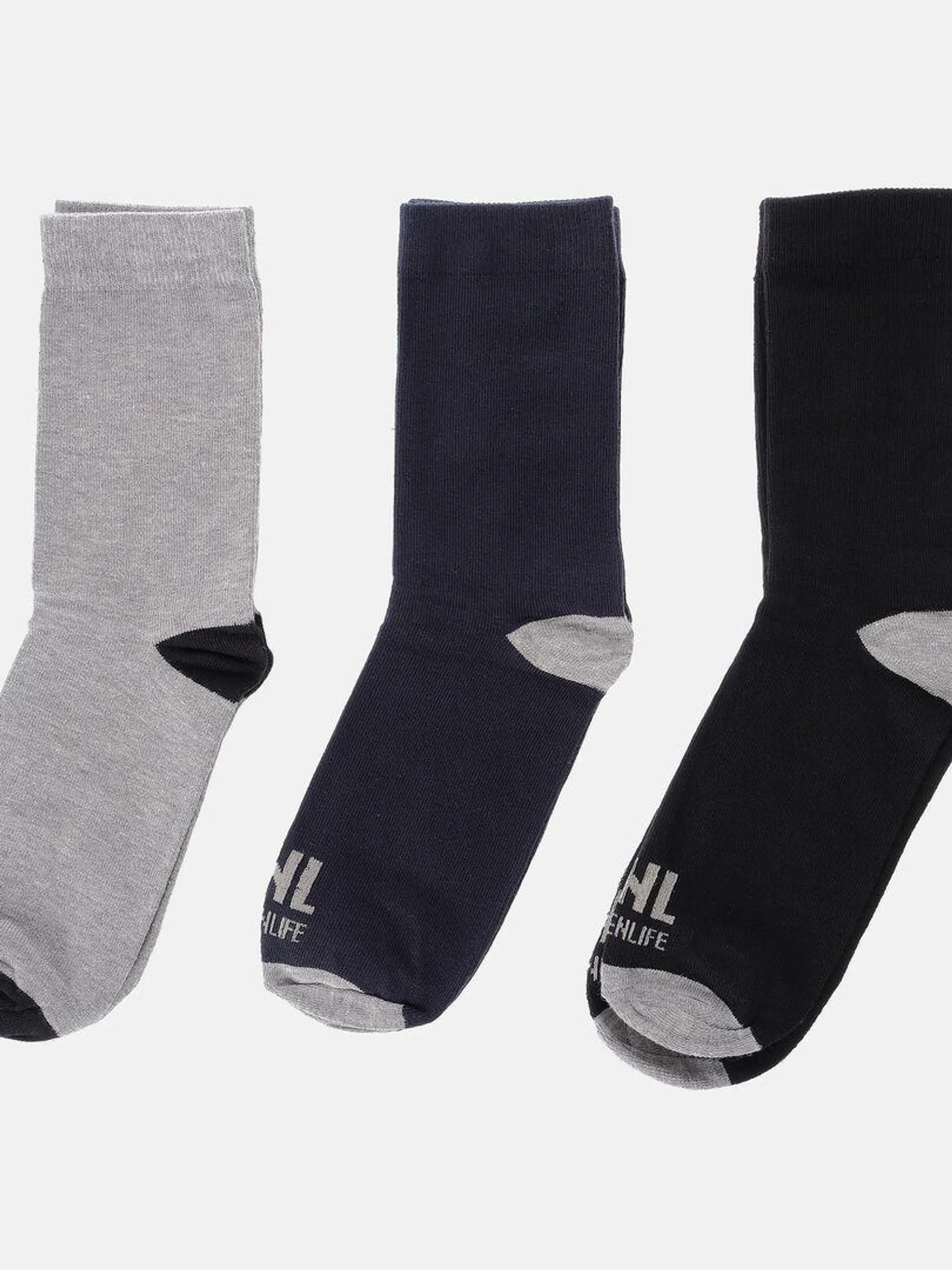 Chaussettes à motif , lot de 3 paires - Noir Bleu Gris