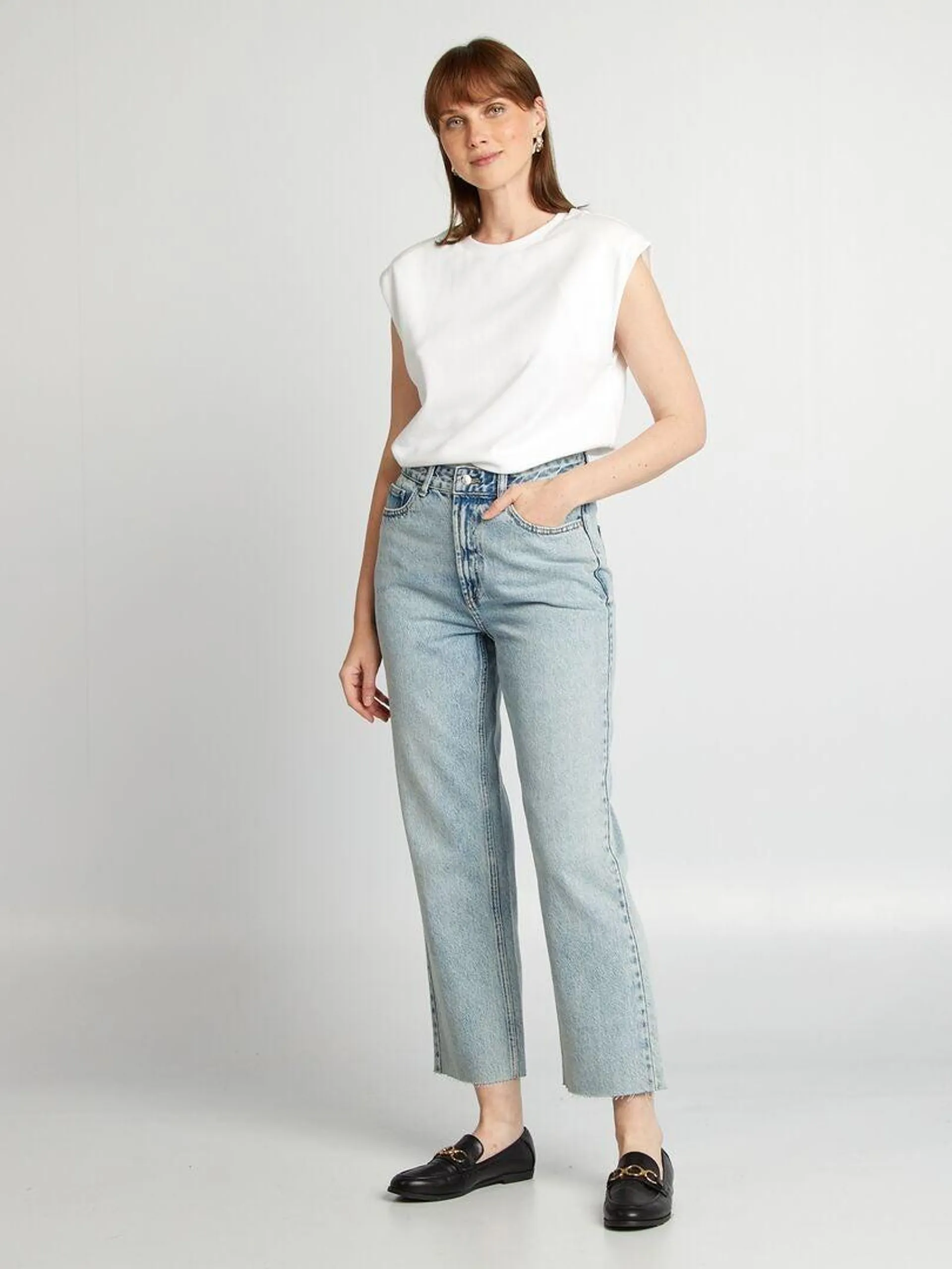 Jean straight en coton - Bleu