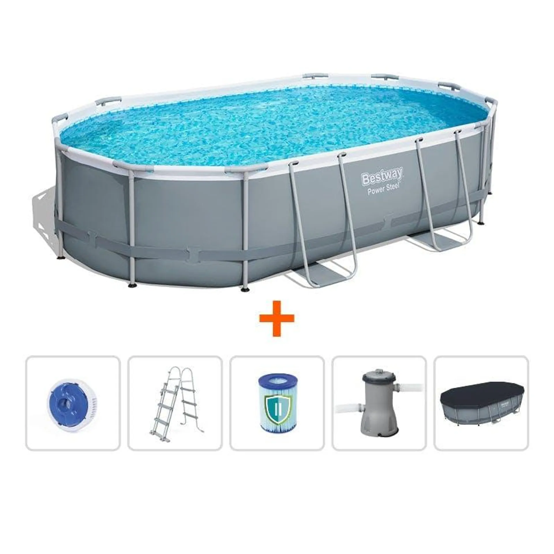 Bestway Power Steel Piscine 488 X 305 X 107 Cm Avec Filtre à Cartouche, échelle Et Bâche De Couverture