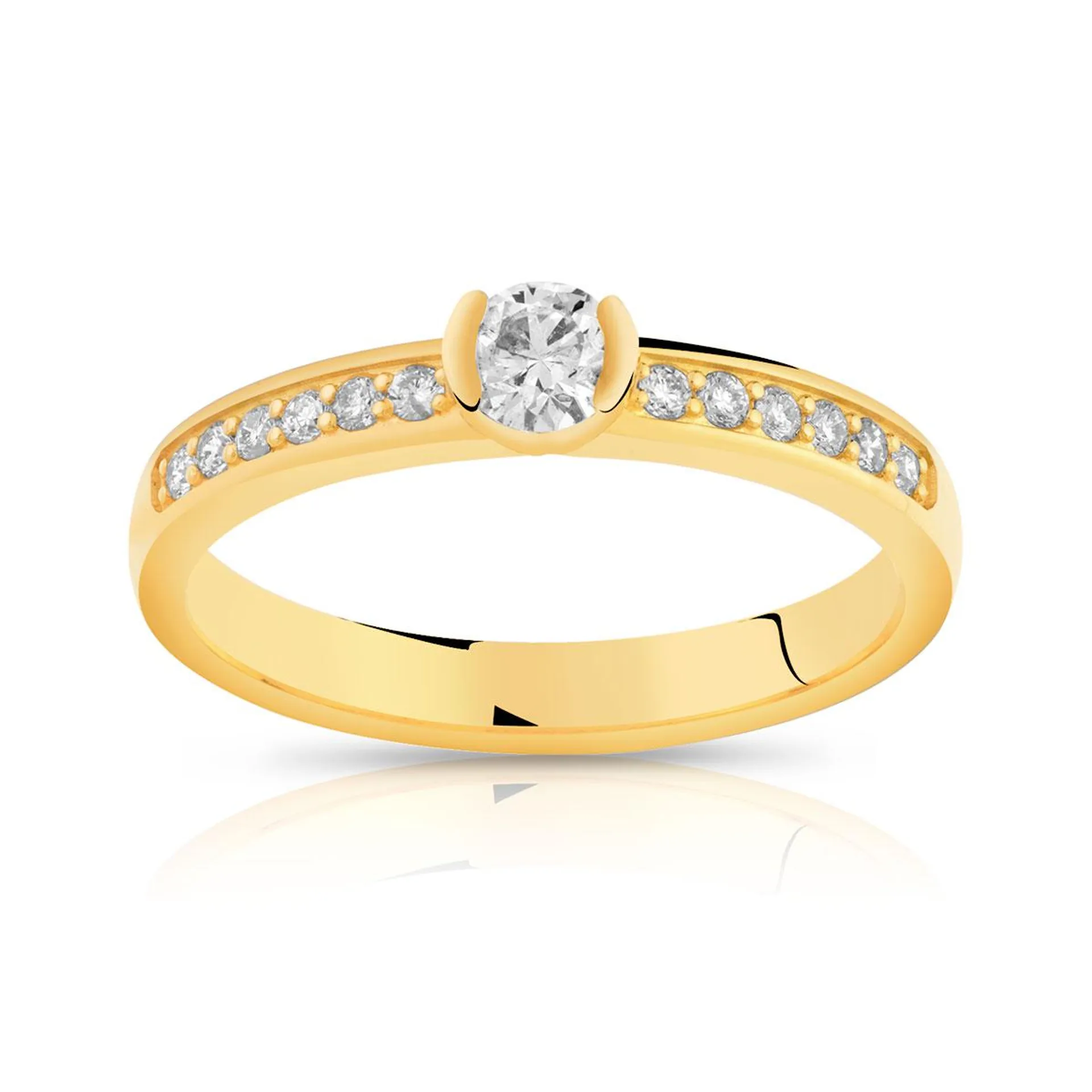 Bague solitaire or 750 jaune diamant 30/100e de carat