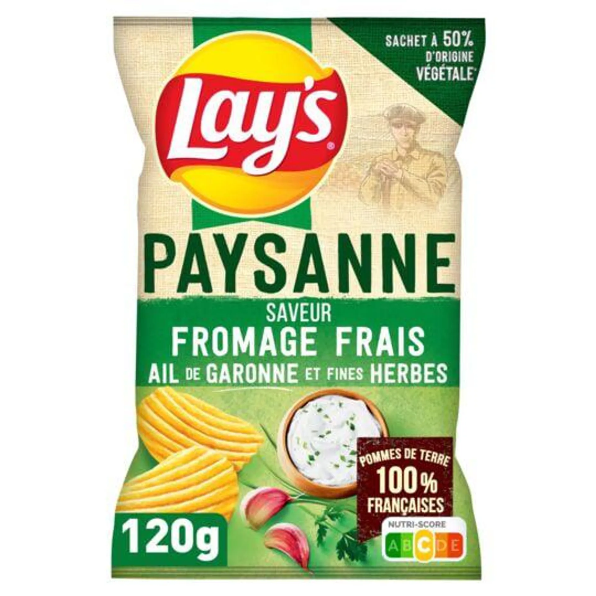 Chips recette paysanne saveur fromage frais, ail de Garonne et fines herbes LAY'S