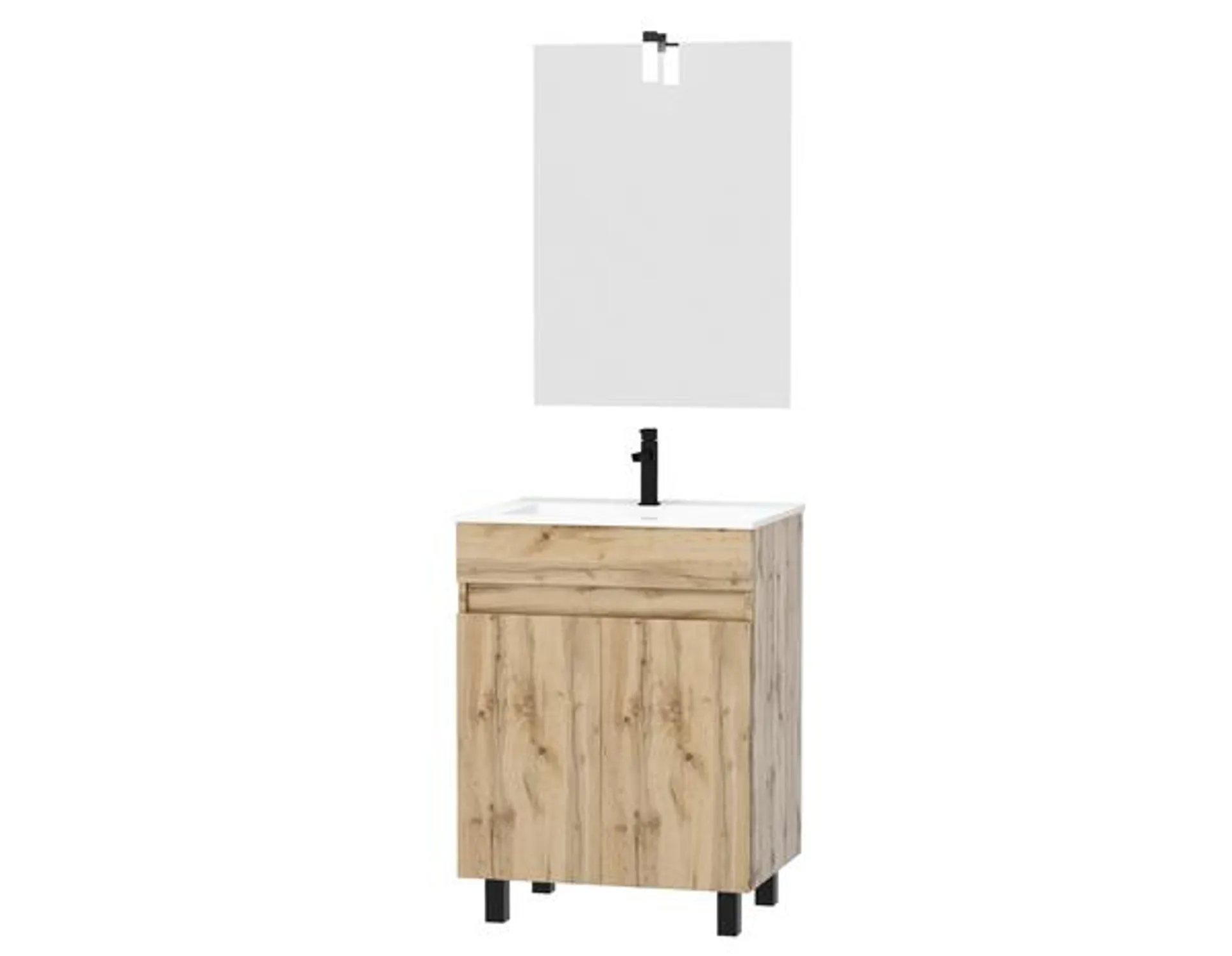 Ensemble meuble + vasque + miroir avec Led Swift 60 cm