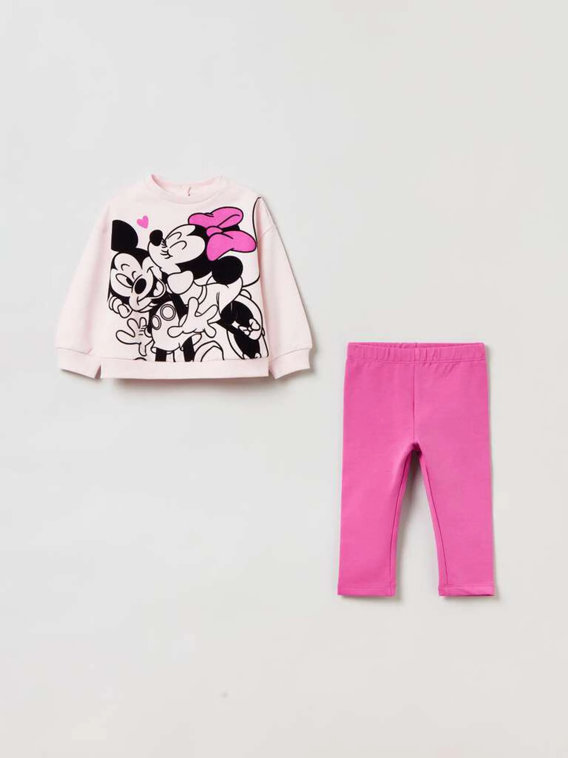 Fleece jogging set with Minnie Mouse print Rose