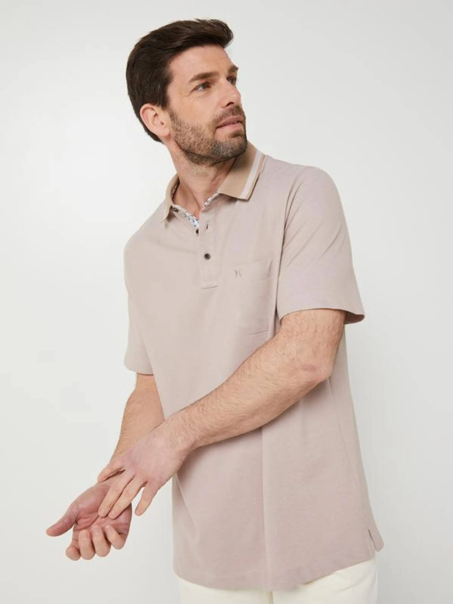 Polo Manches Courtes En Piqué Polycoton Uni - Beige