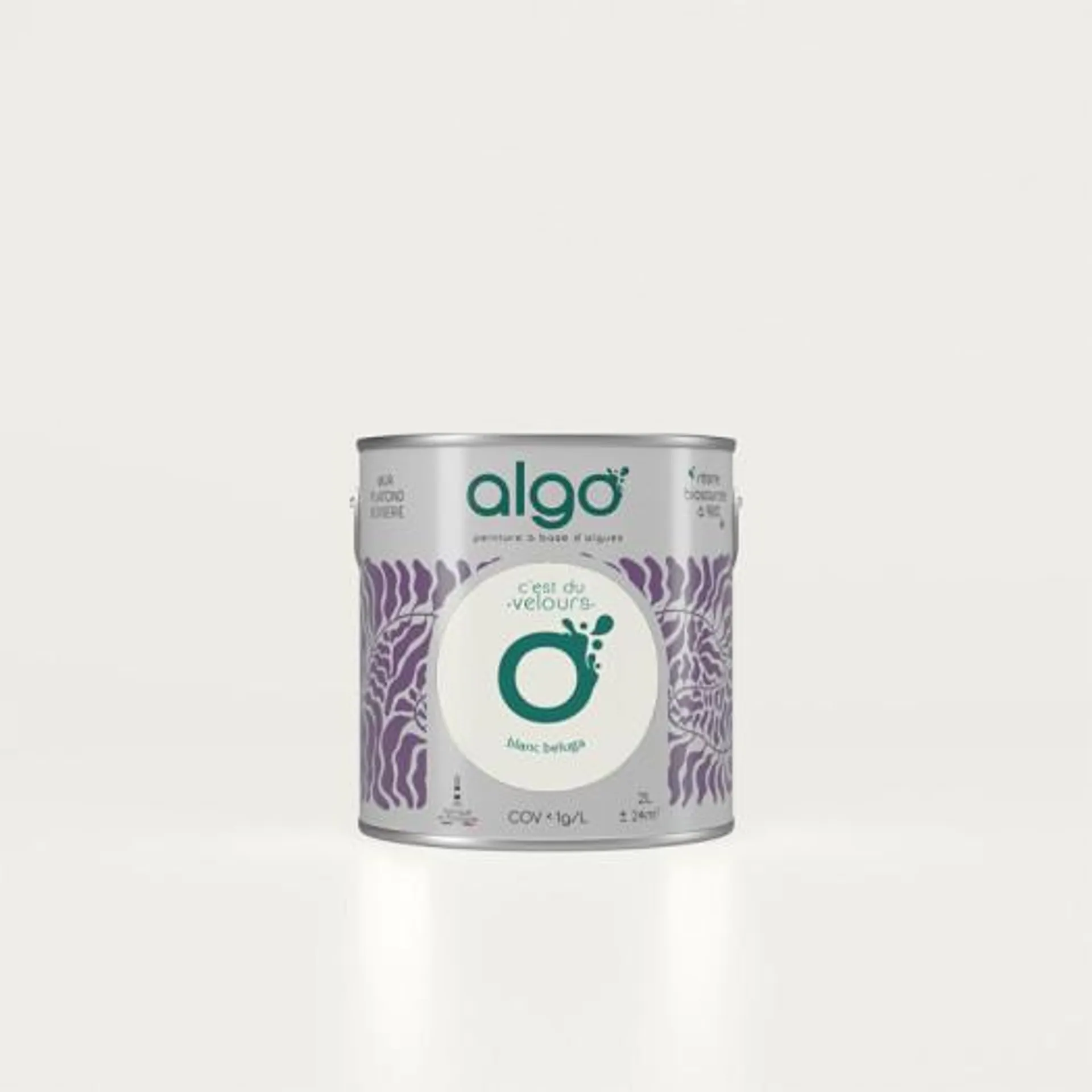 Peinture Algo bio sourcée multi-supports murs, plafonds et boiseries blanc beluga velours 2L