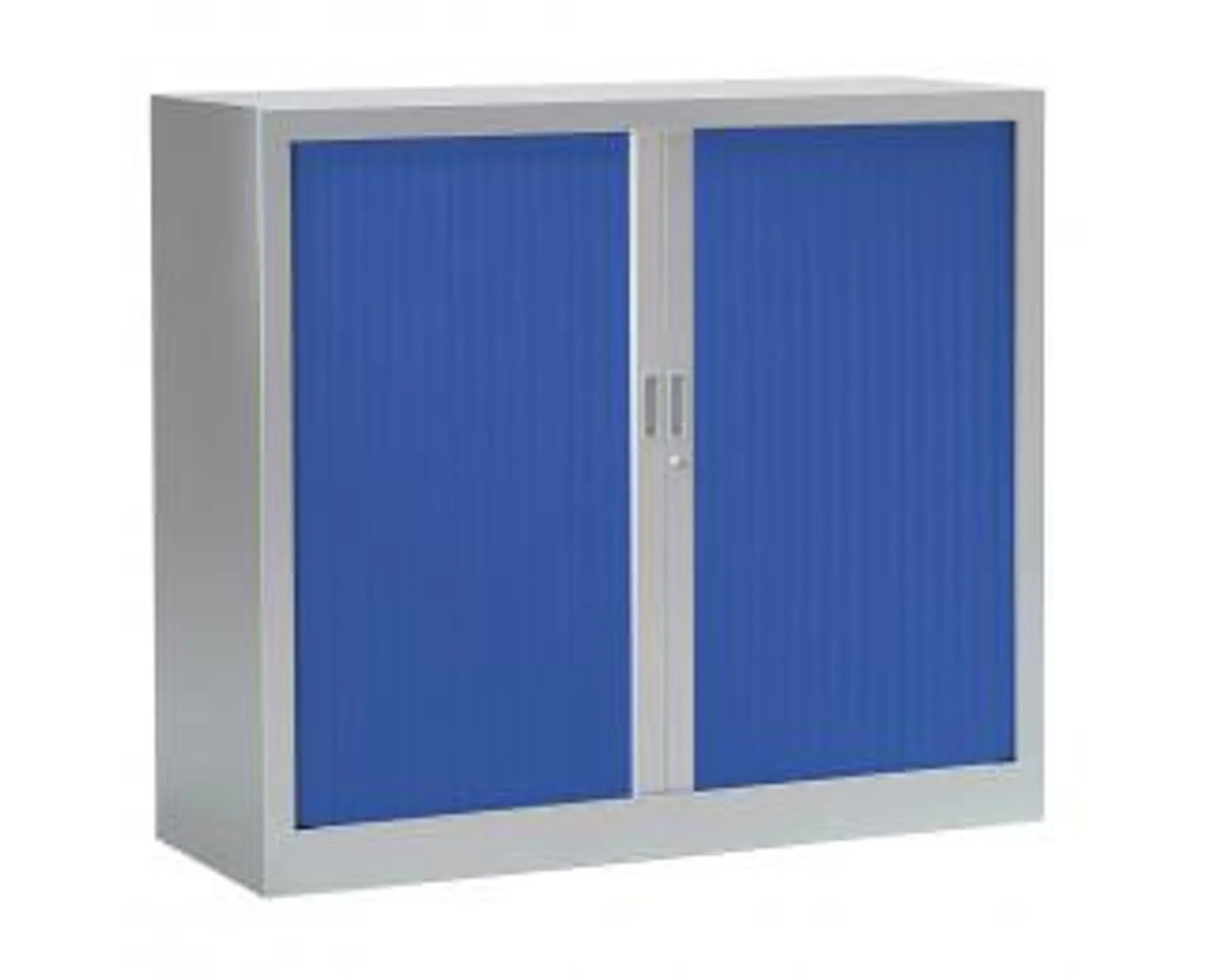Armoire basse à rideaux monobloc L120 x H100 - PIERRE HENRY- Aluminium / Bleu