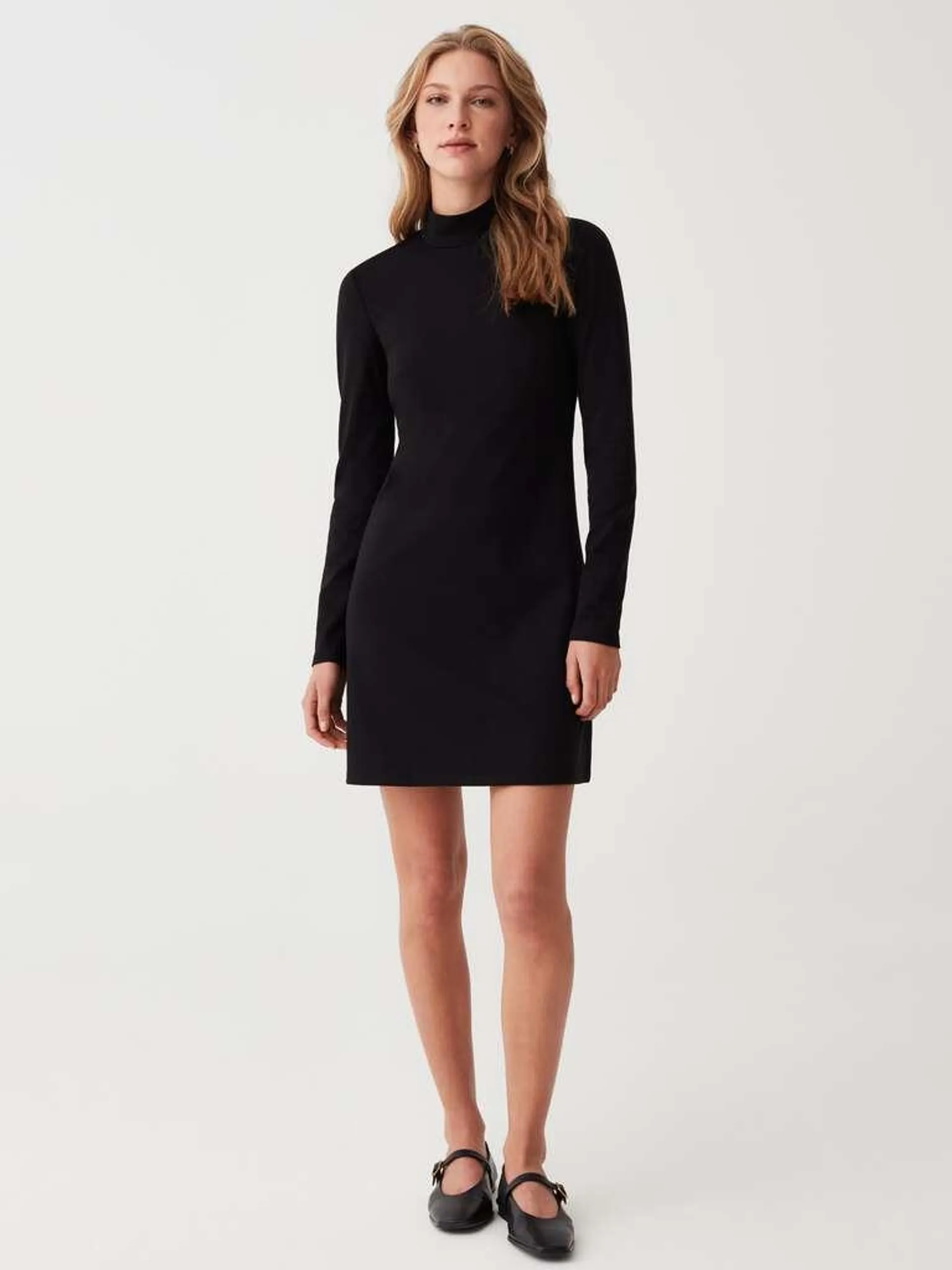 Short dress with mock neck Noir