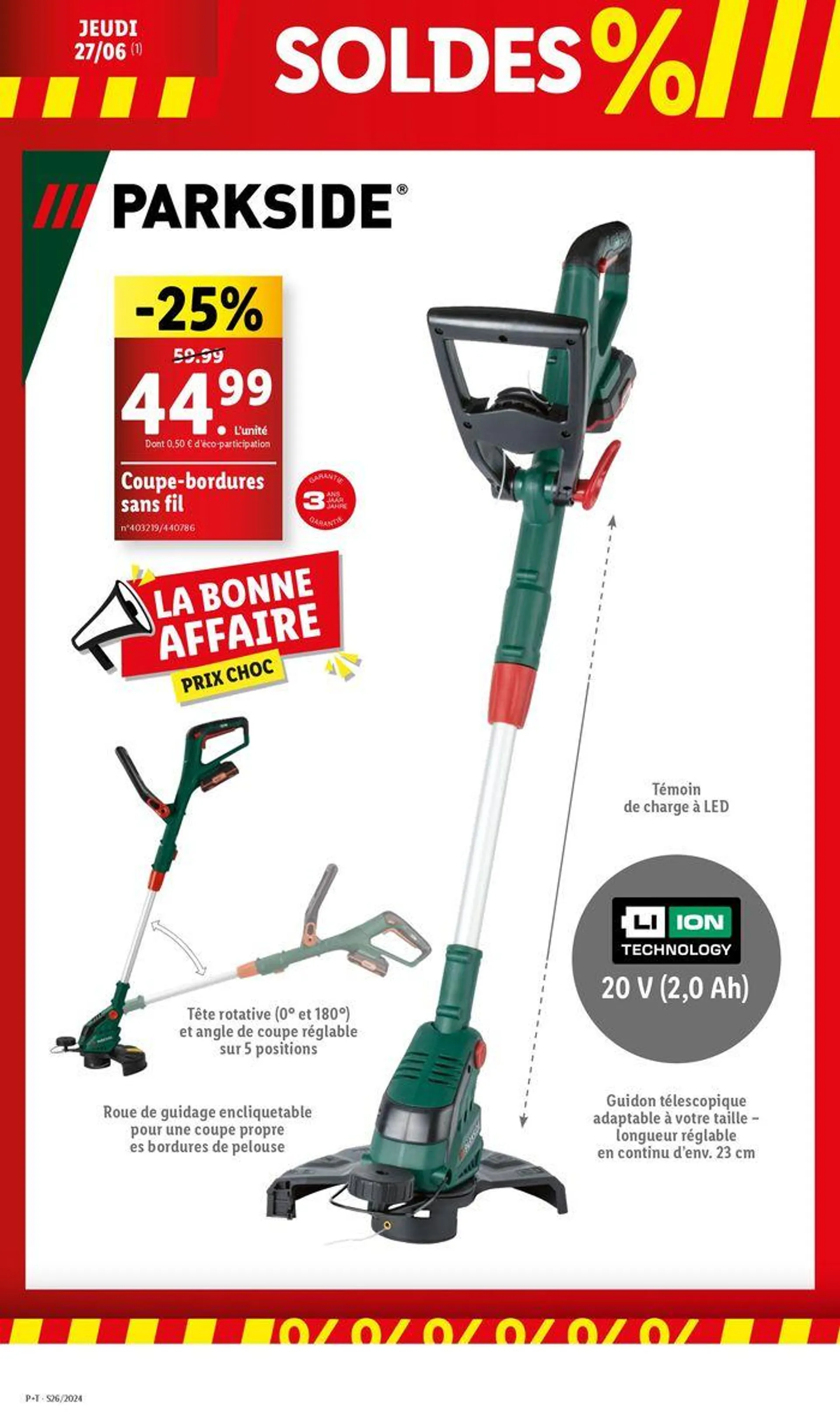 Retrouvez les offres Lidl de la semaine : bricolage, jardin et cuisine ! du 27 juin au 1 juillet 2024 - Catalogue page 24