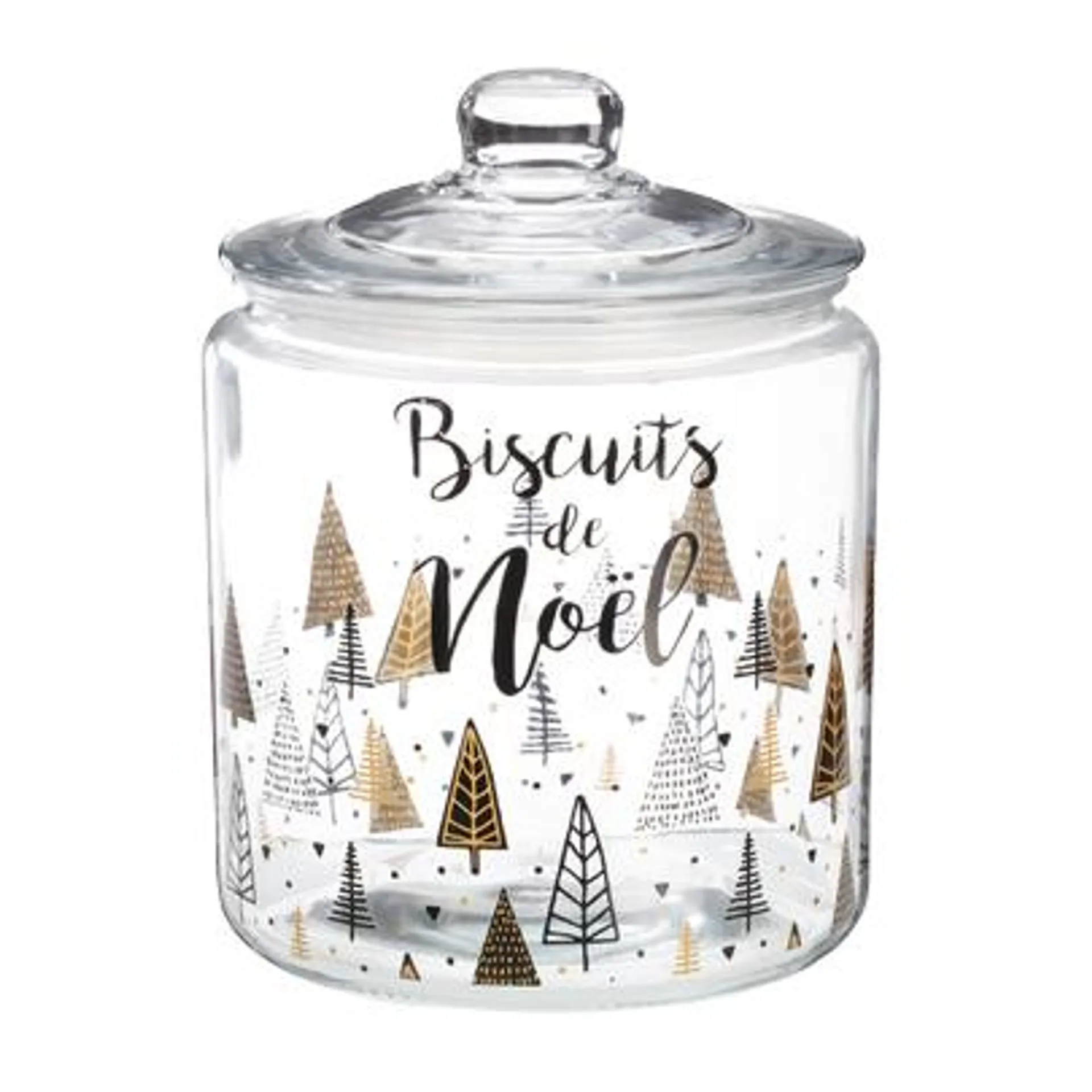 Bocal avec couvercle en verre décor de Noël 3.8L