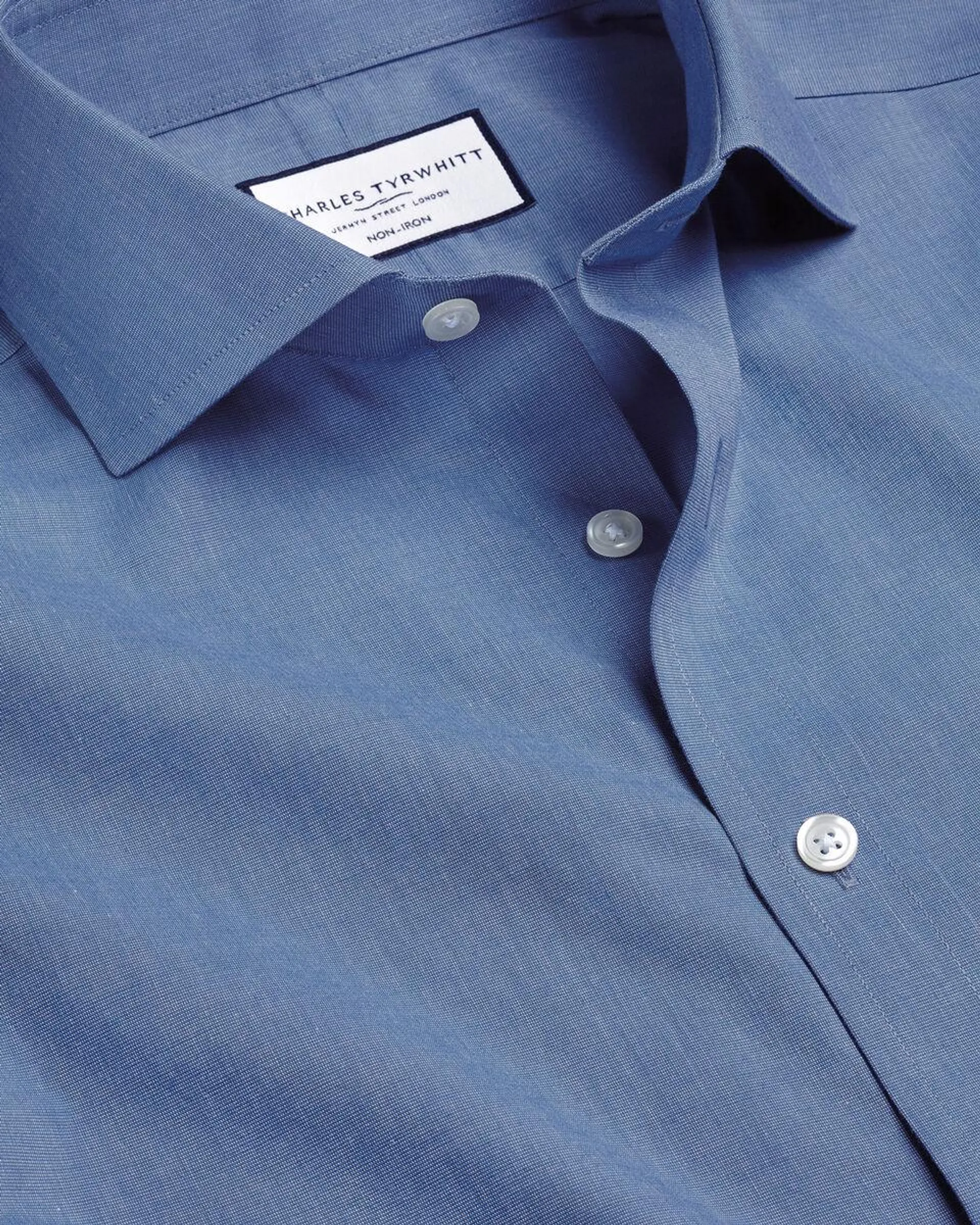 details about product: Cutaway Collar Non-Iron Poplin Shirt - Indigo Blue