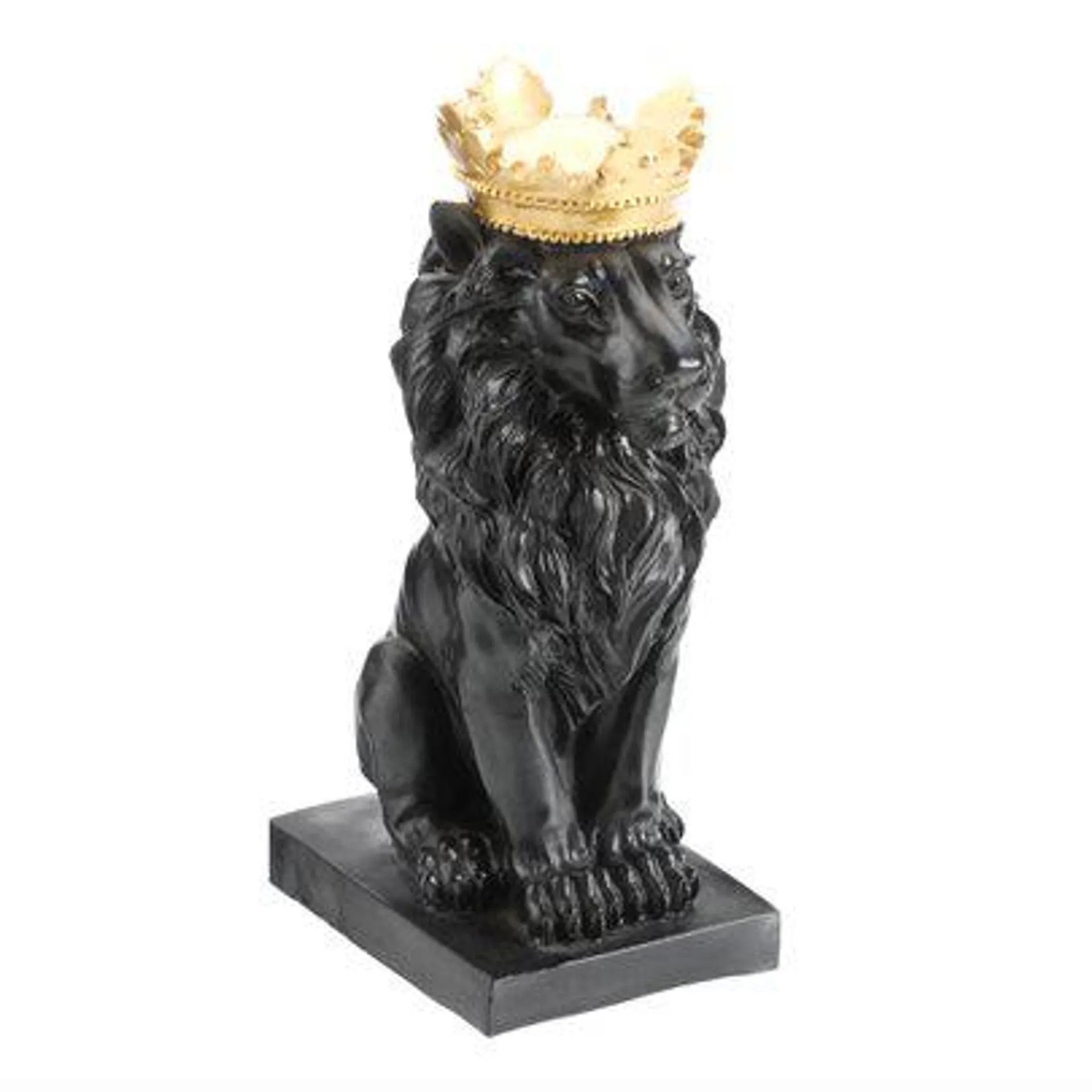 Lion décoratif en résine noir 37cm