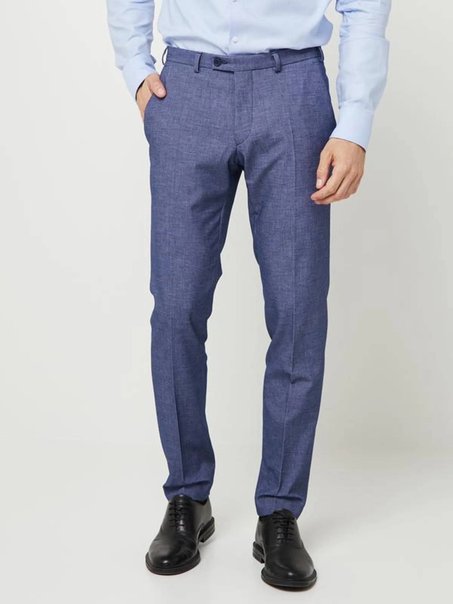 Pantalon De Costume Slim En Tissu Fluide Et Léger Uni - Bleu