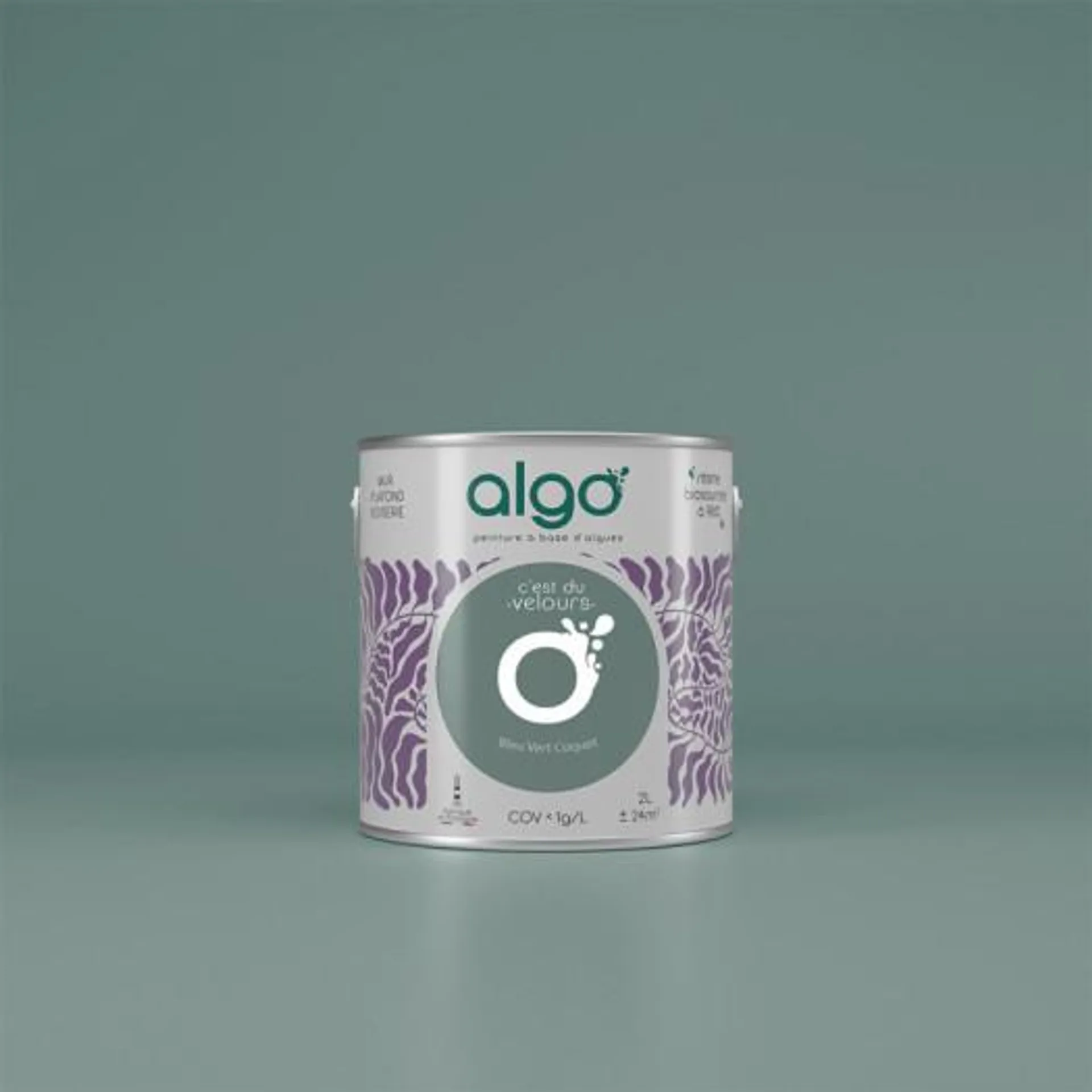 Peinture Algo bio sourcée multi-supports murs, plafonds et boiseries vert coquet velours 2L