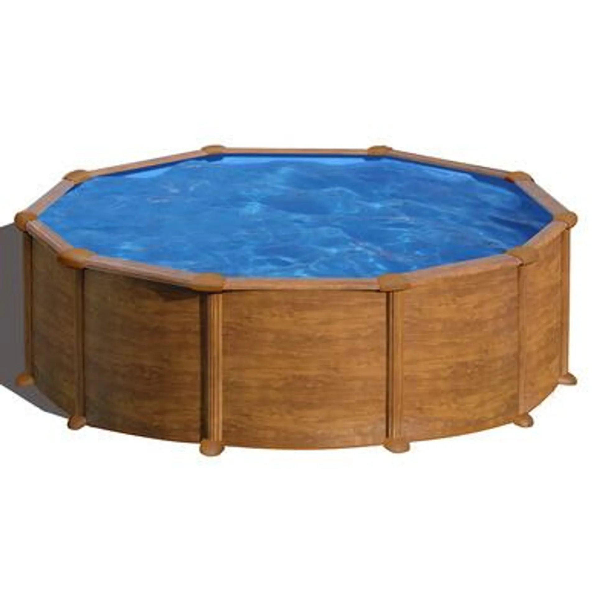 Piscine Acier décor bois 480X132 cm + Bâche bulles et Bâche hivernage