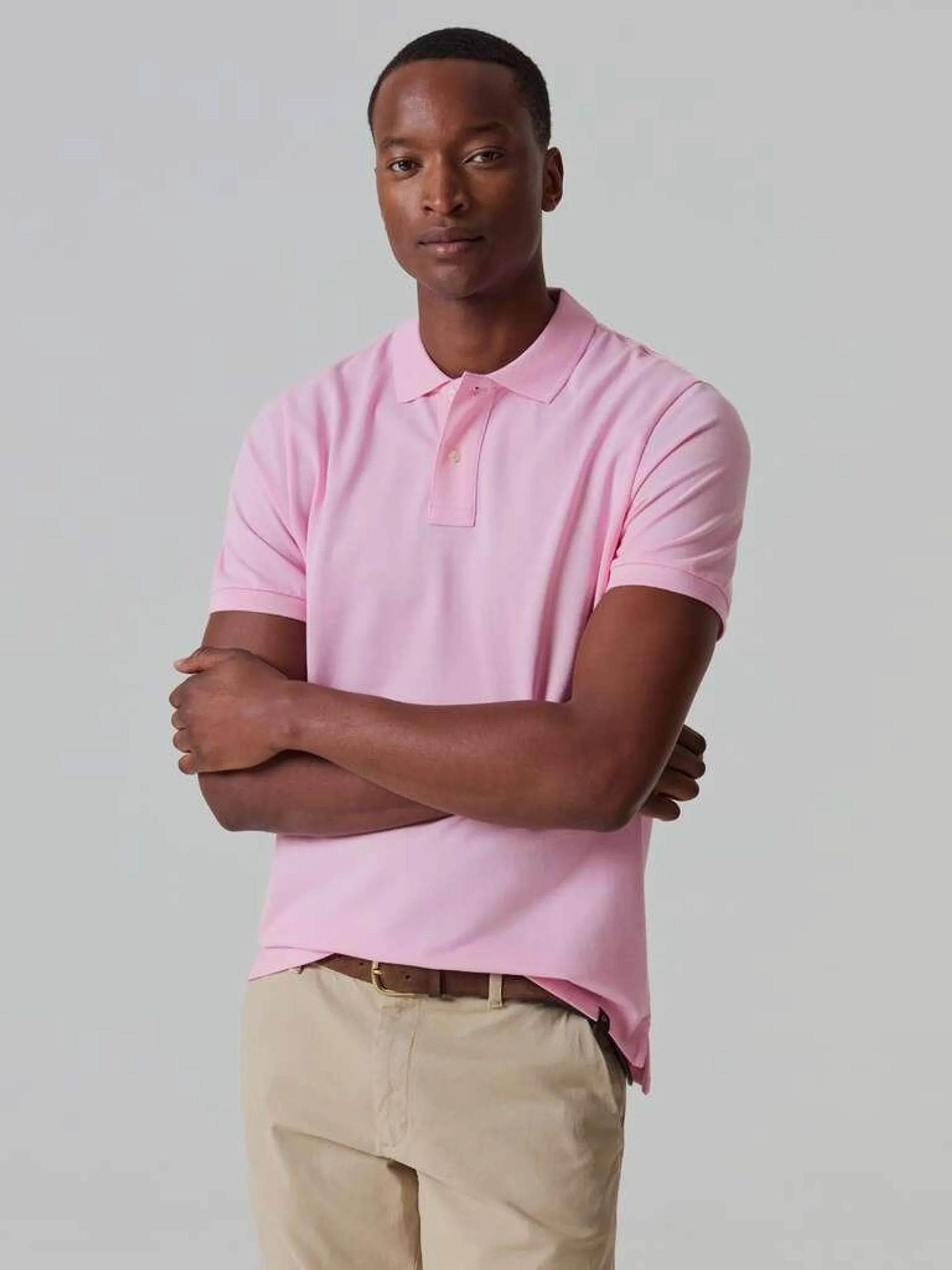 Supima cotton piquet polo shirt Rose clair