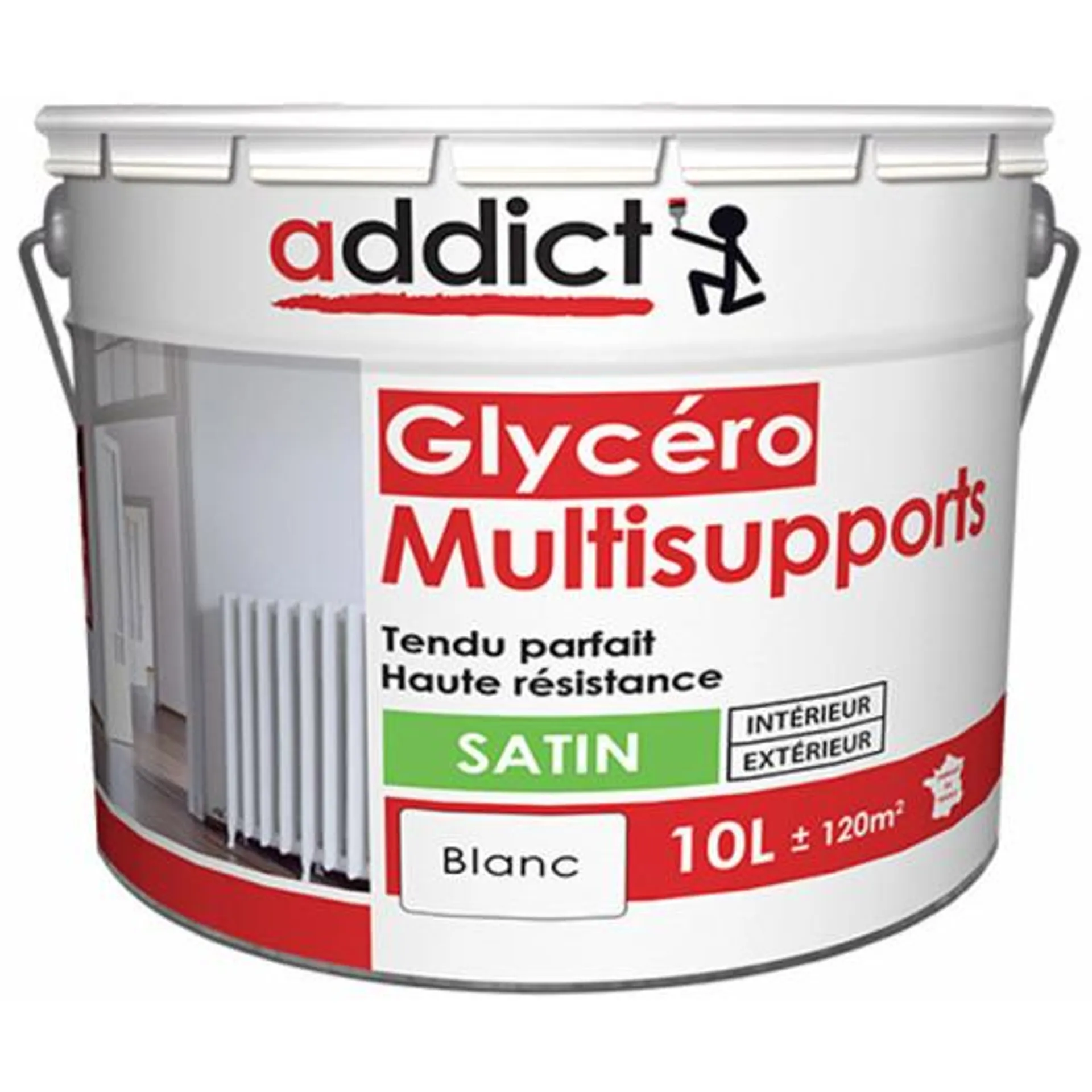 Peinture Addict glycéro multi-supports murs, plafonds, boiseries et radiateurs blanc satin 10L