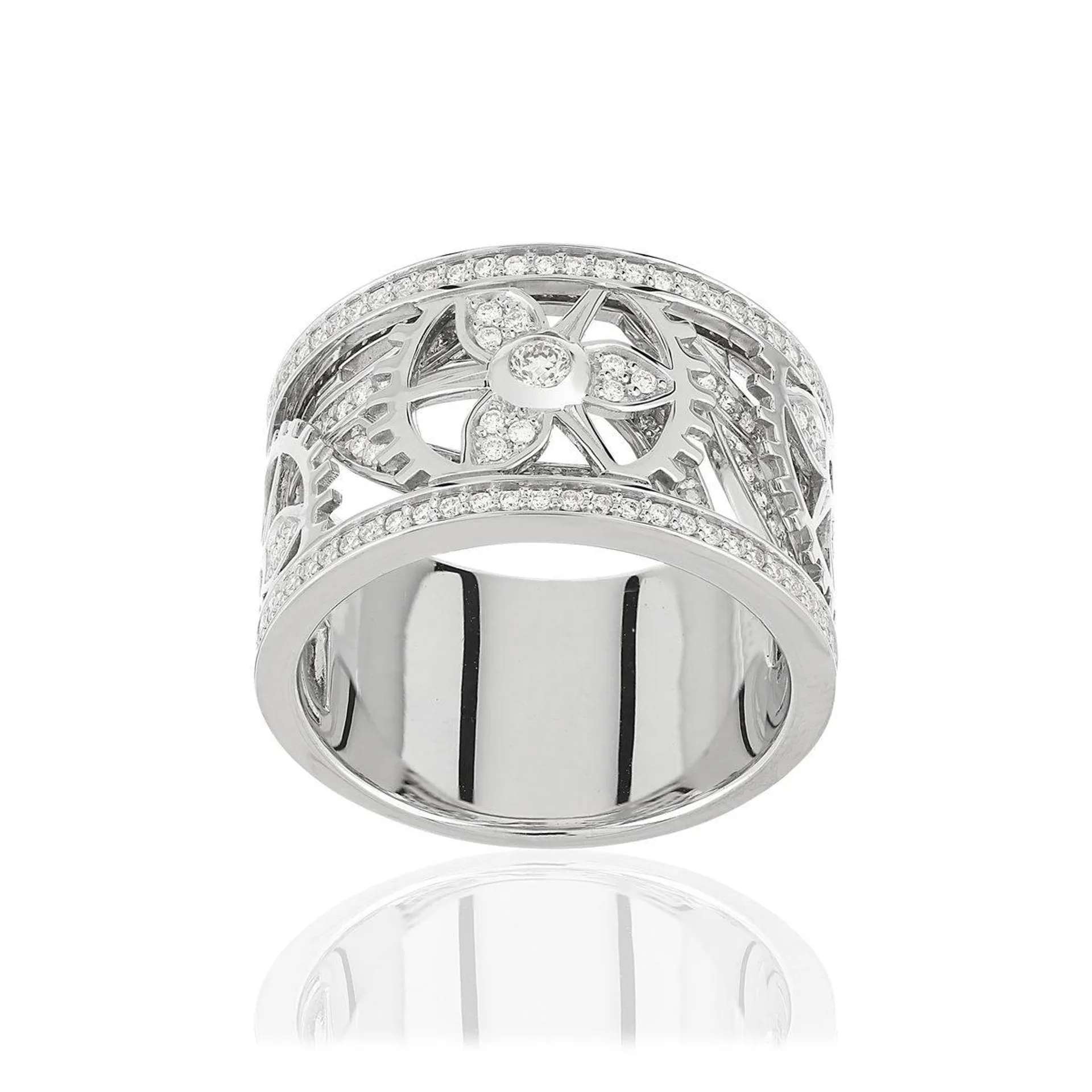 Bague Vesontio or blanc 750 diamants