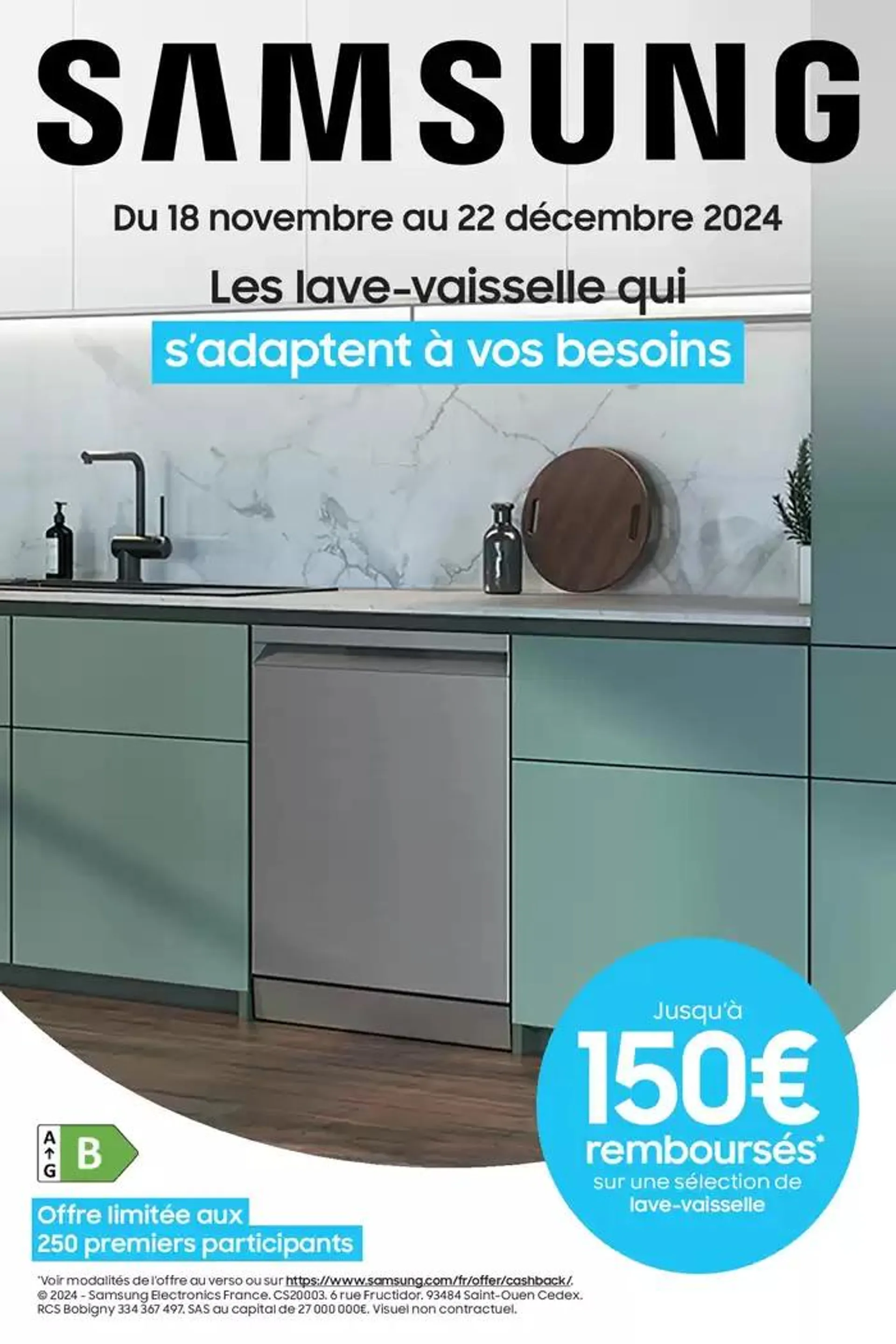 Samsung : jusquà 150€ remboursés sur une sélection de lave-vaisselle - 1