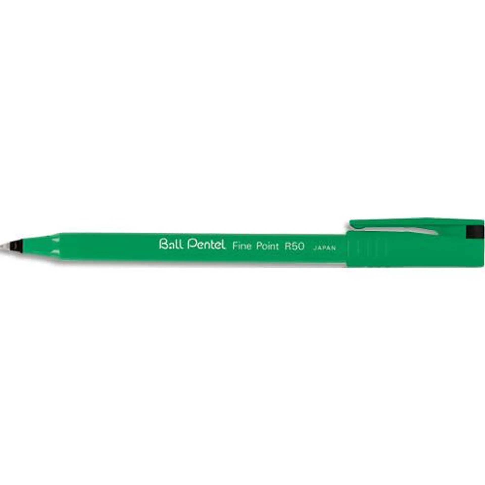 PENTEL Stylo feutre à bille pointe plastique 0,8 mm encre Noire corps plastique Vert R 50