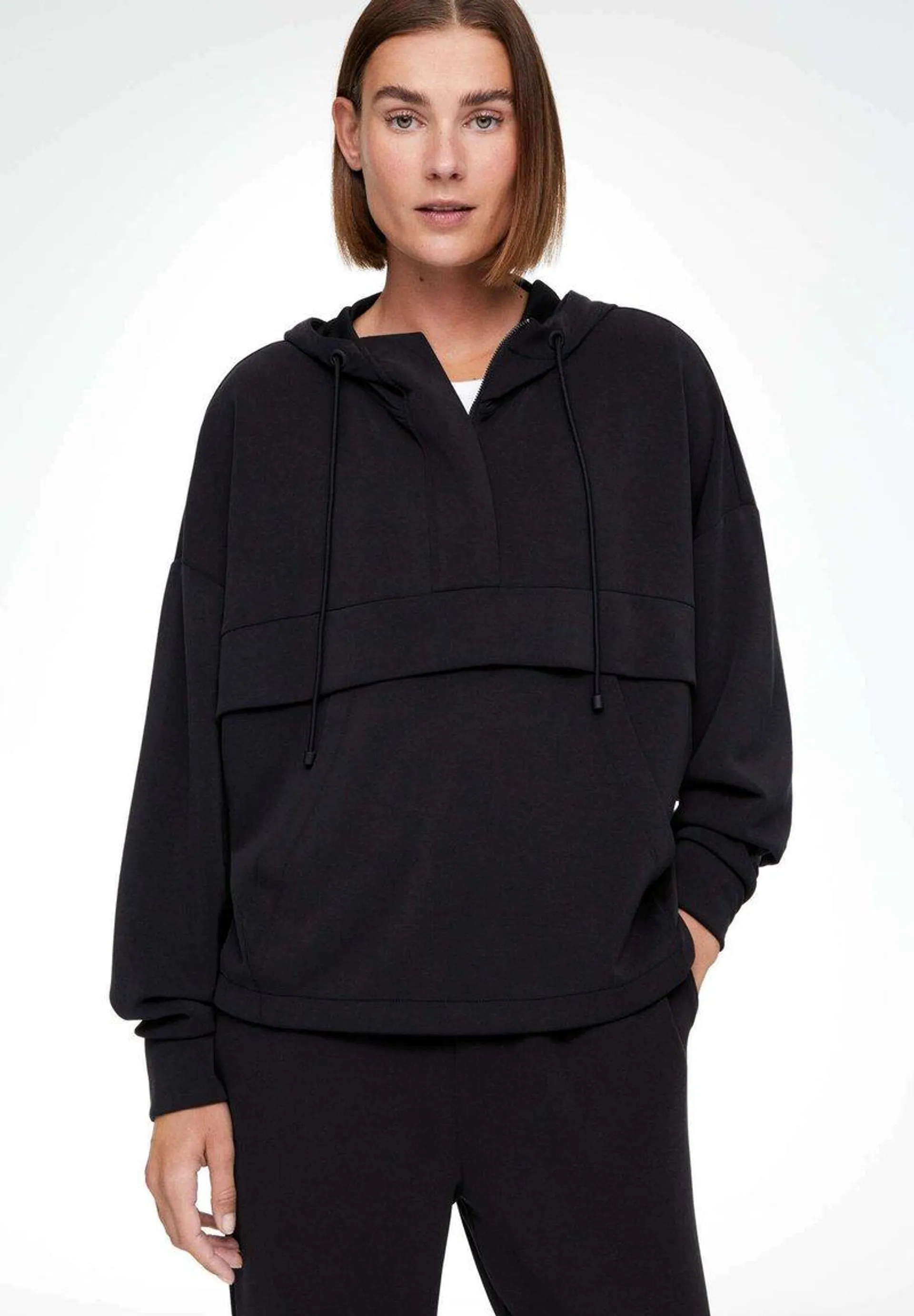 SOFT TOUCH WITH ZIP - Sweat à capuche - black