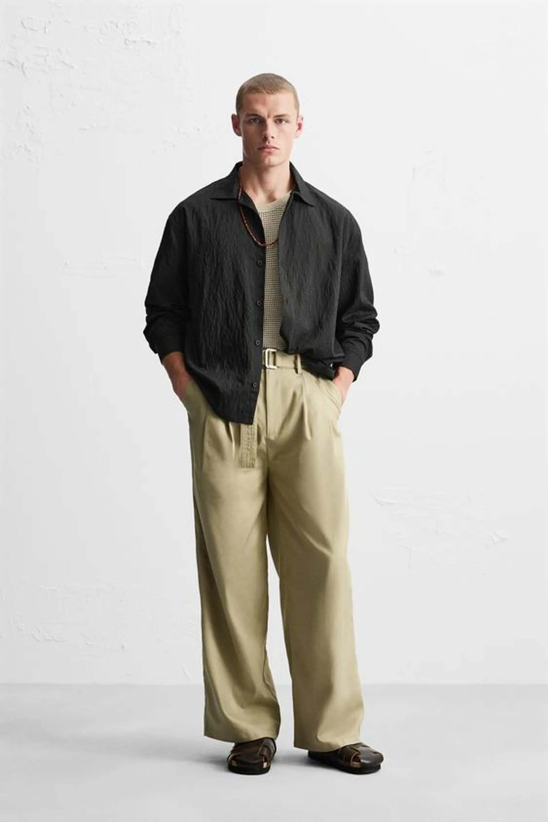 LYOCELL - COTTON TROUSERS WITH BELT