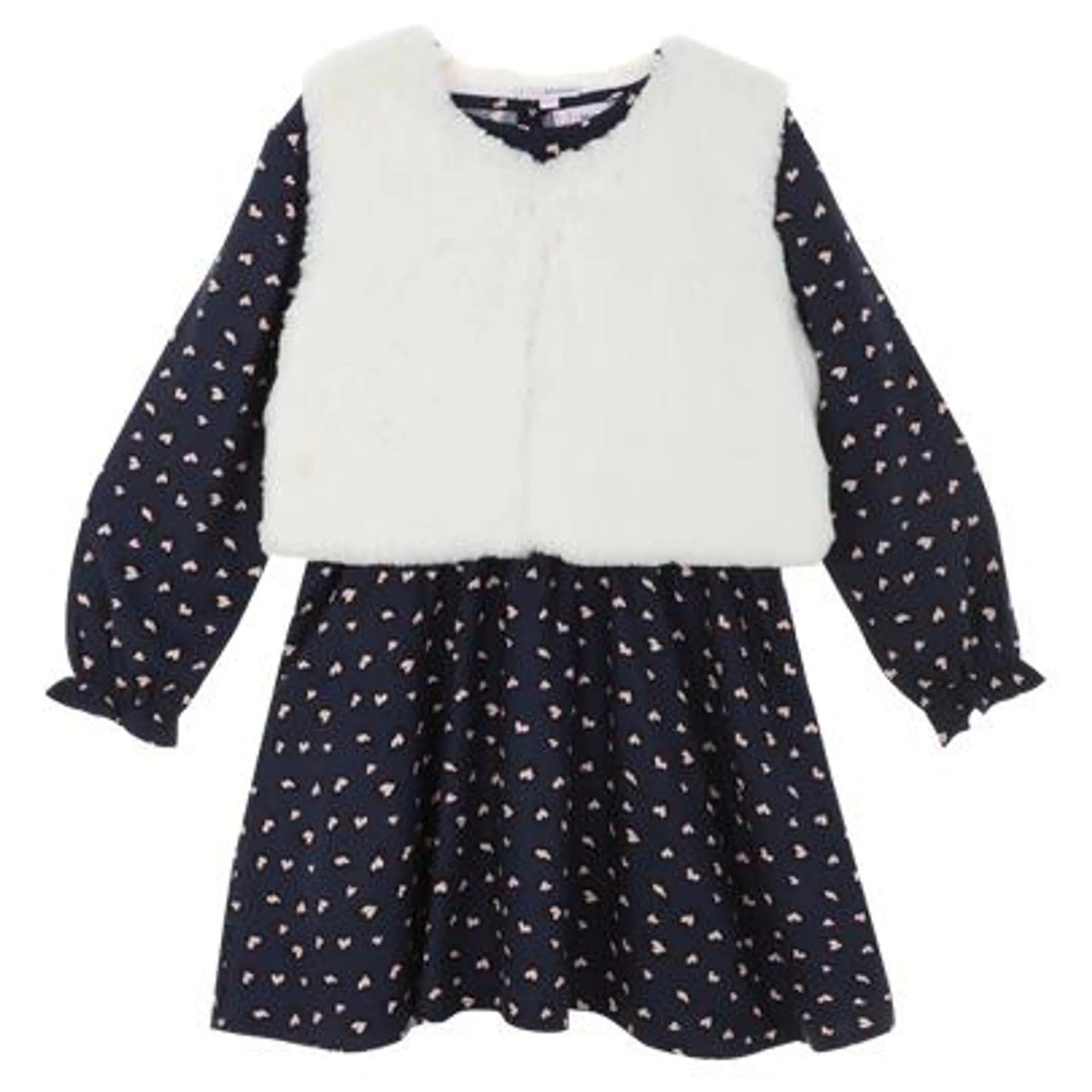 Robe et veste sans manches en fausse fourrure 8-12 ans