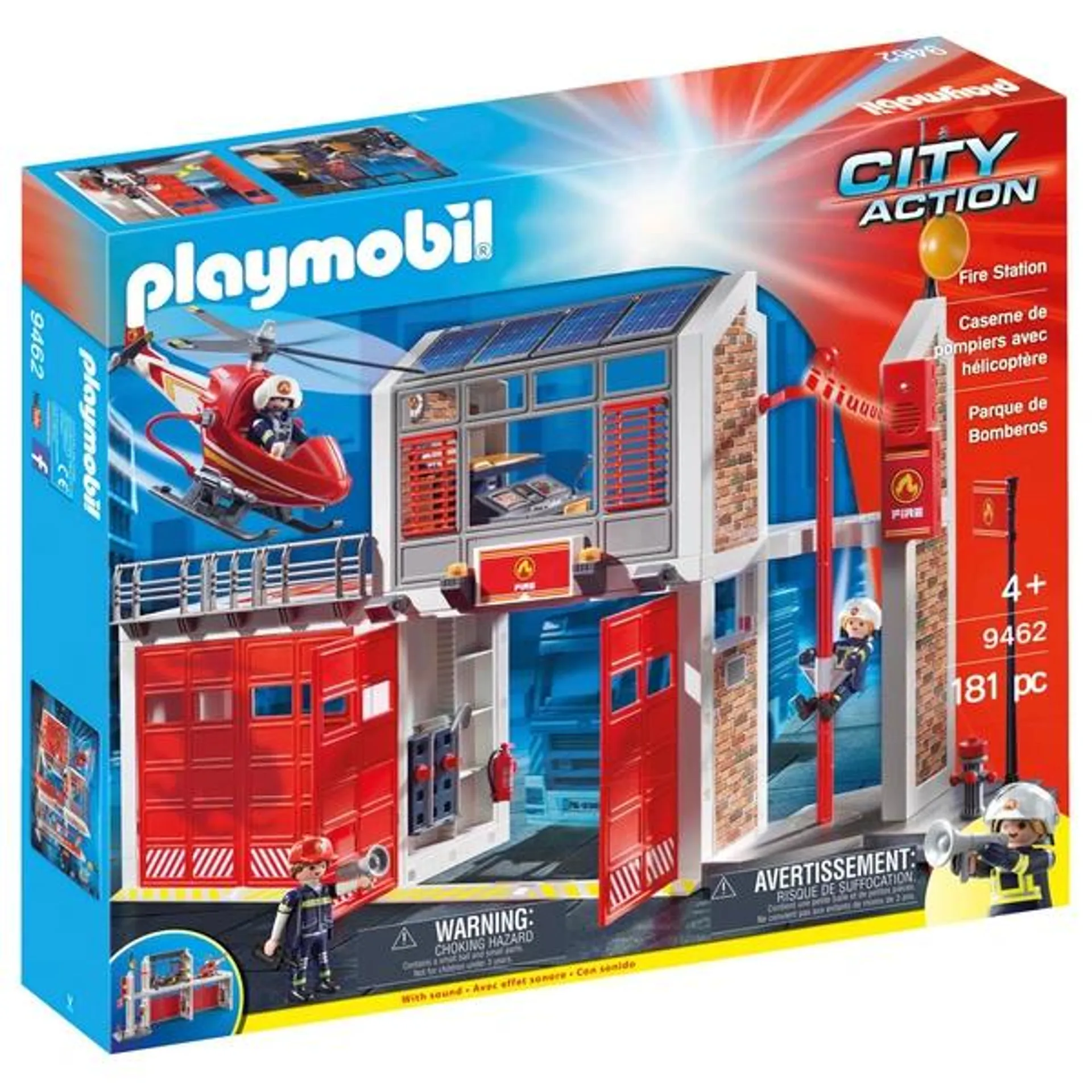 Playmobil - CIty Action 9432 Caserne de Pompiers avec Hélicoptère