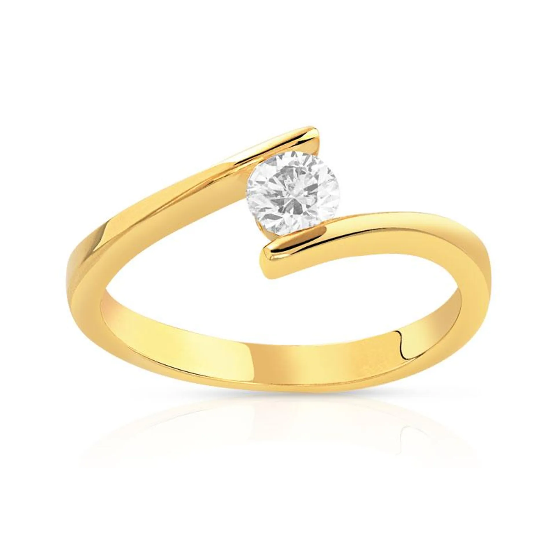 Bague solitaire or 750 jaune 30/100e de carat