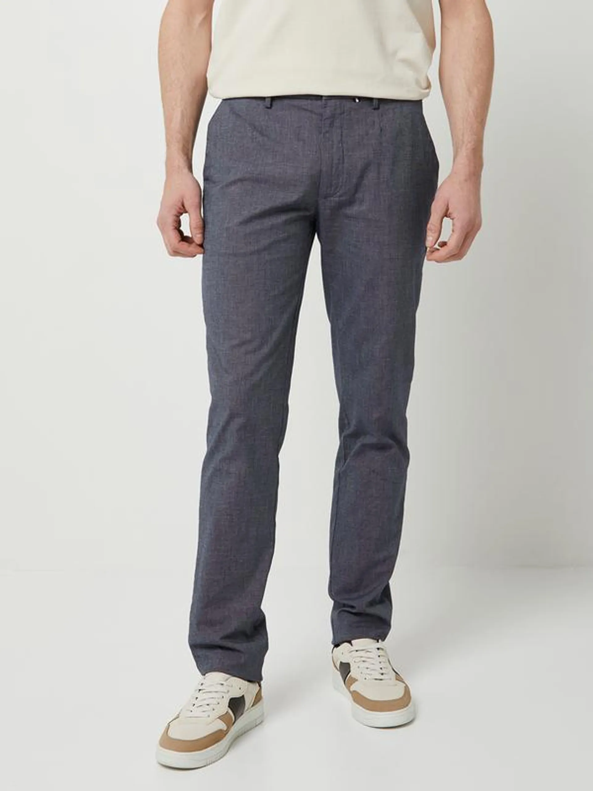 Pantalon Chino En Tissu Chambray Coton Stretch - Bleu