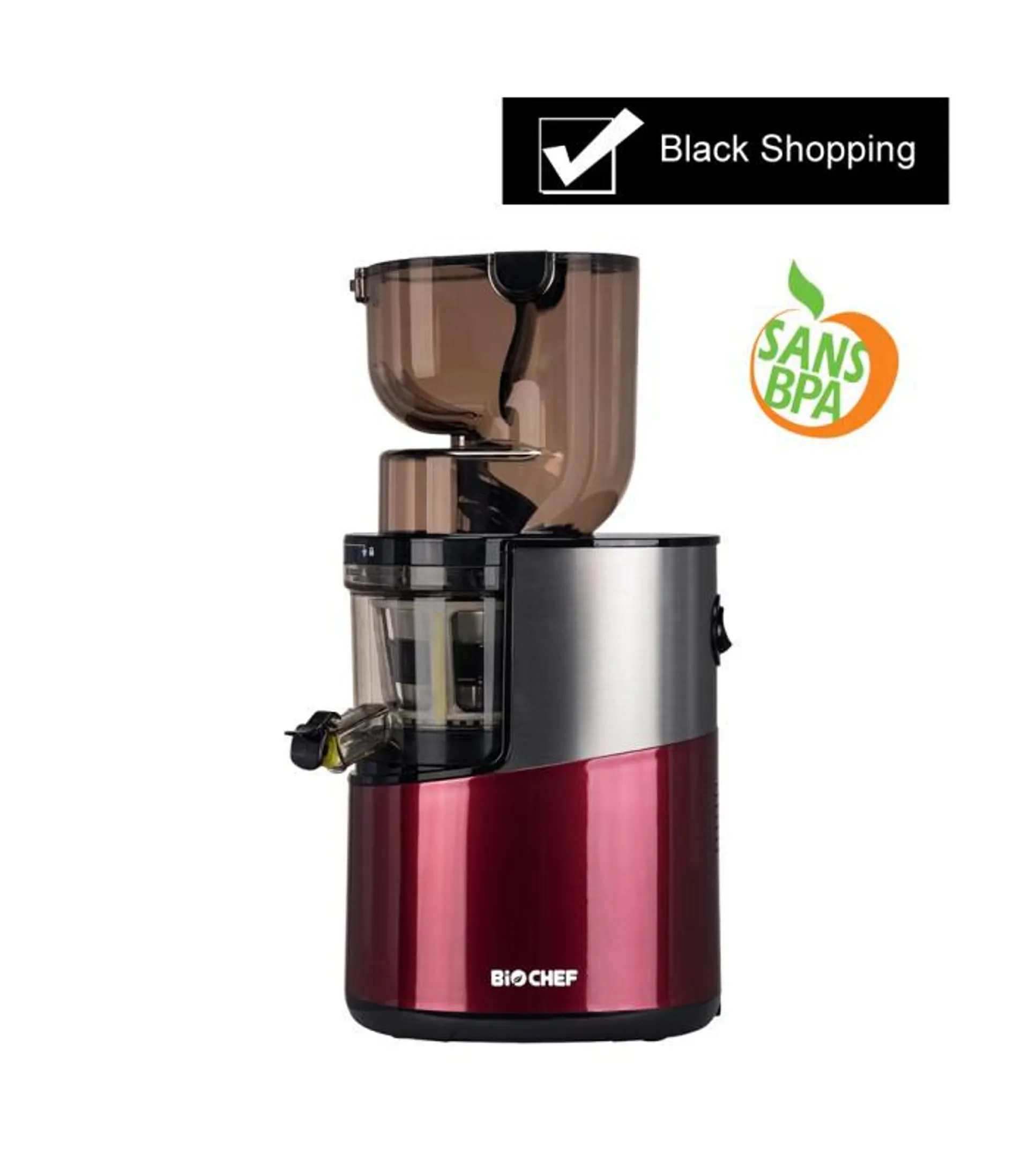 Extracteur de Jus BioChef Atlas Whole Slow Juicer PRO - ROUGE