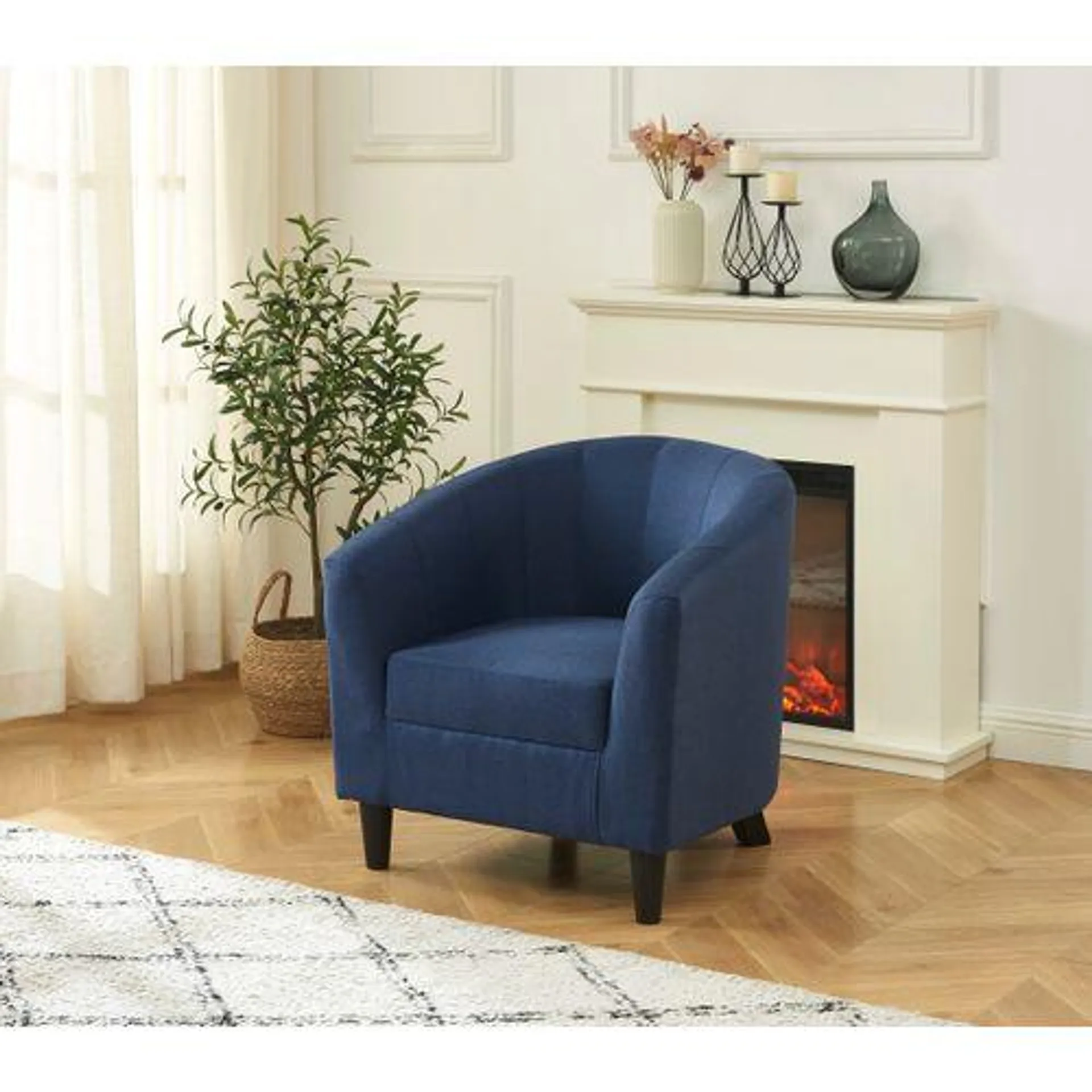 Fauteuil fixe BROWNIE tissu bleu foncé