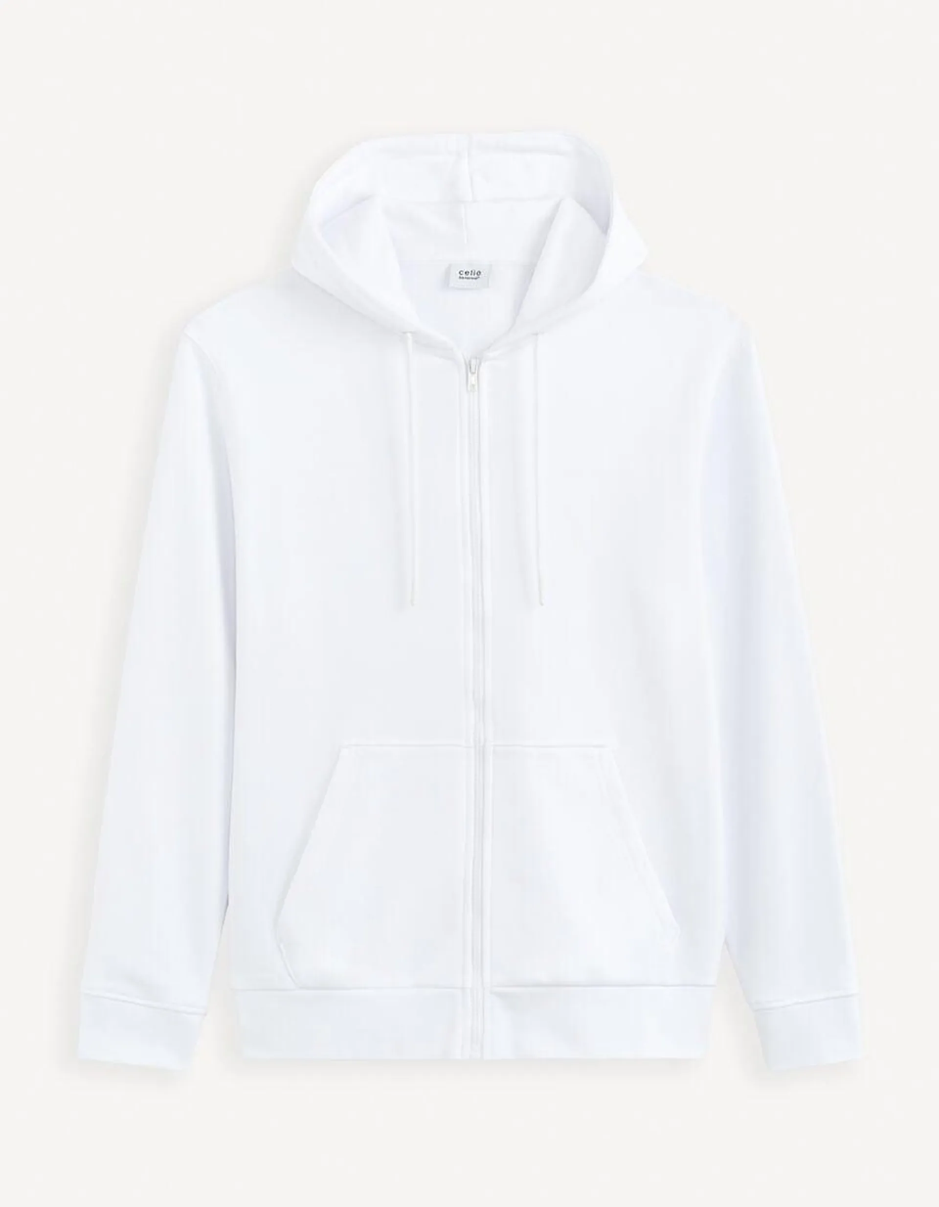 Sweat zippée à capuche en coton - blanc