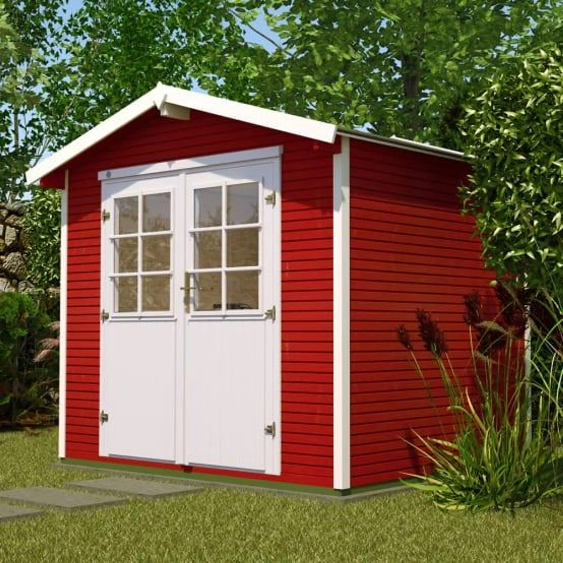 Abri de jardin bois Wekaline Rouge 4,68 m² Ep. 28 mm