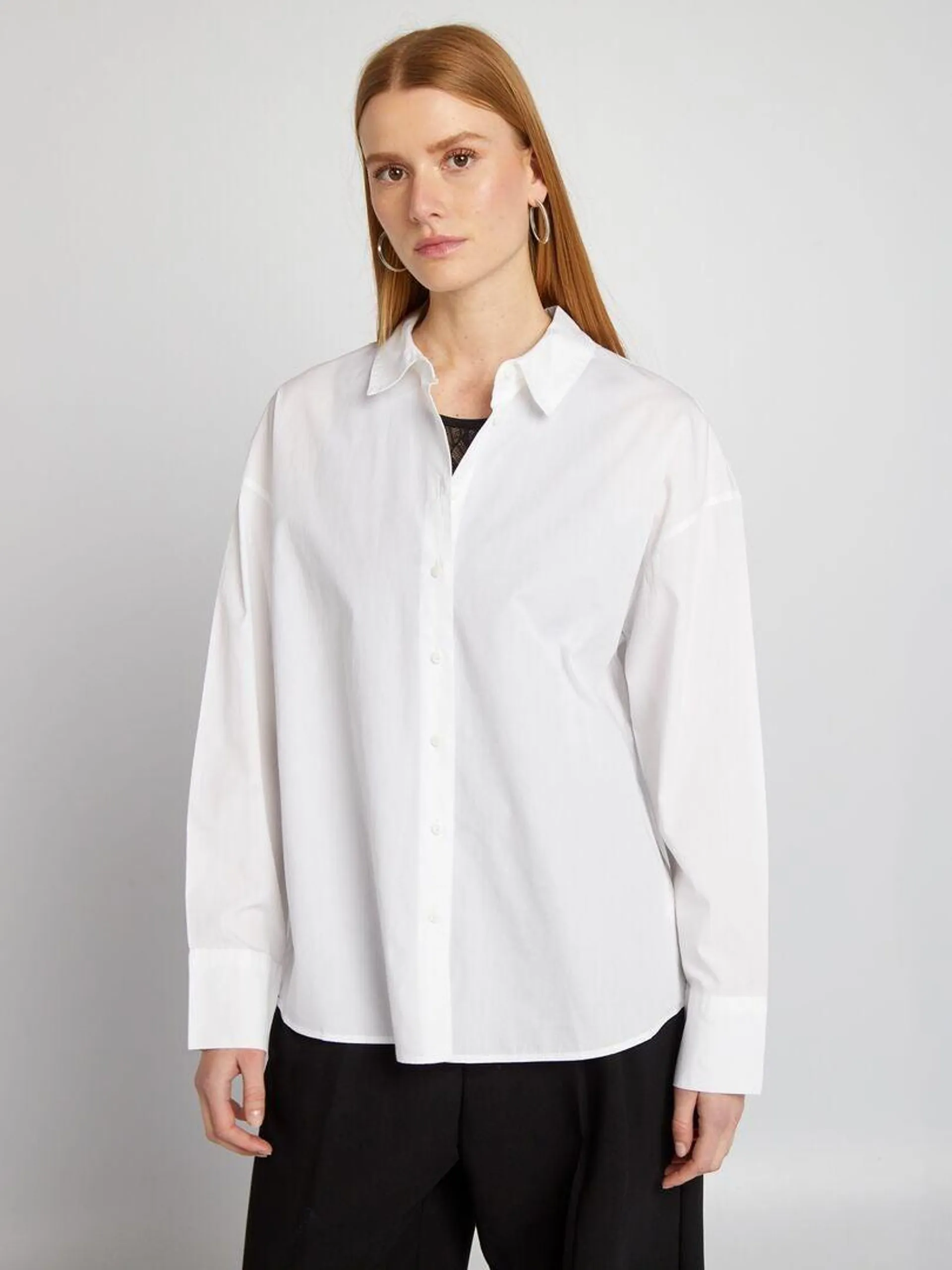 Chemise basique en popeline - blanc