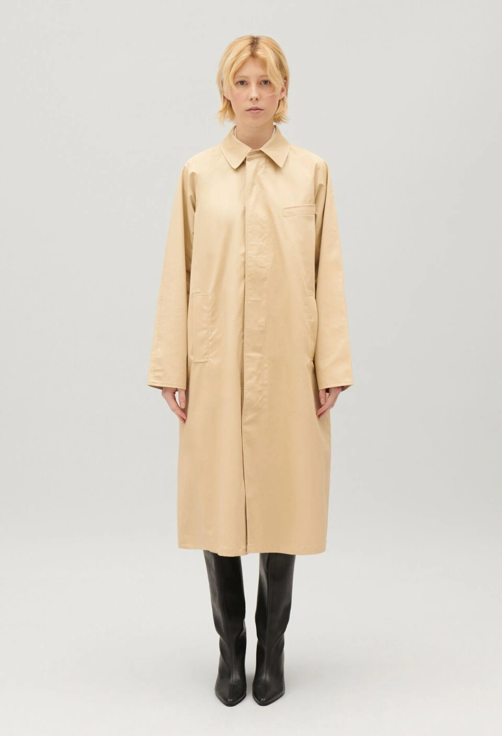 Manteau réversible mi-long beige