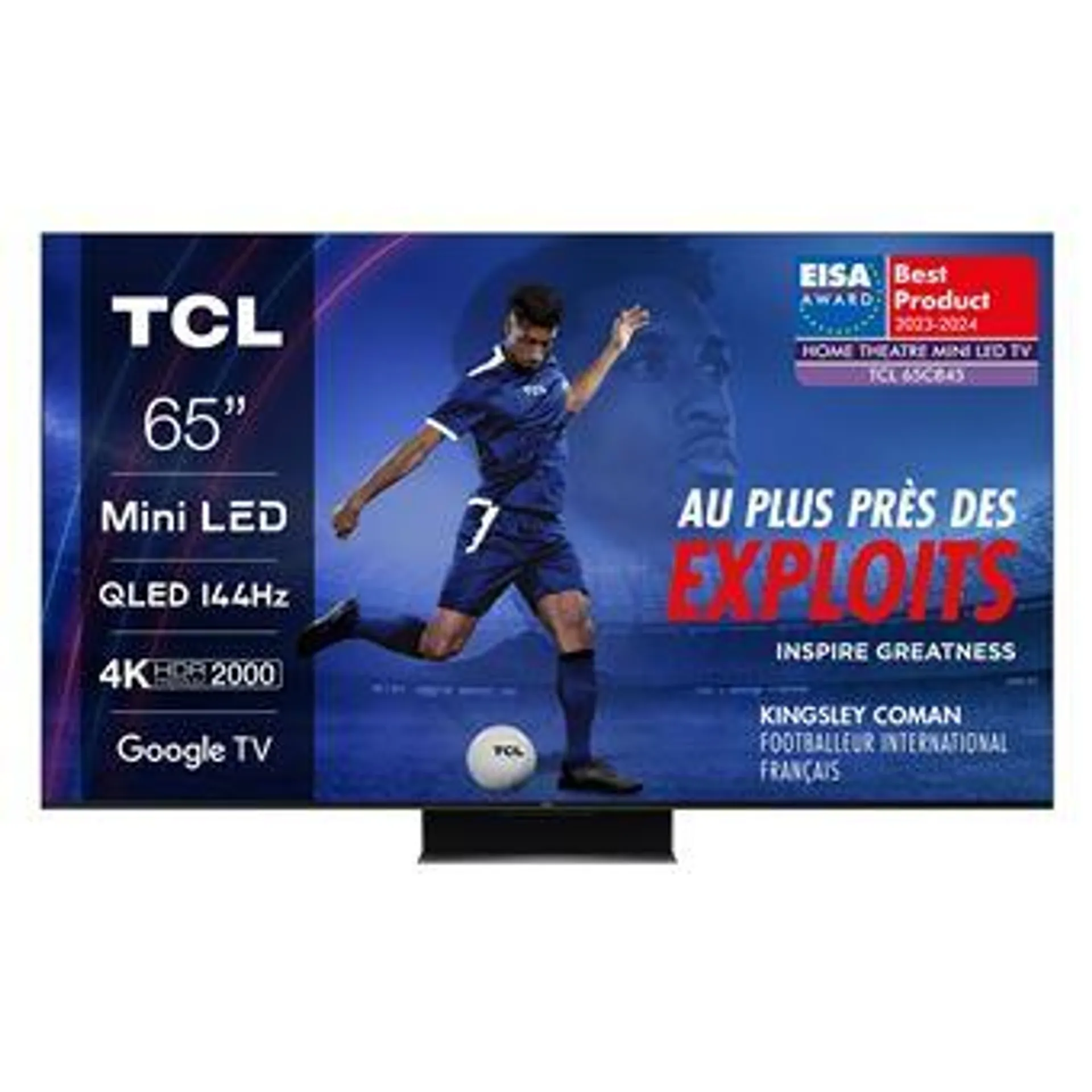 TV QLED Mini LED Tcl 65C845 165 cm 4K UHD Smart TV Aluminium brossé