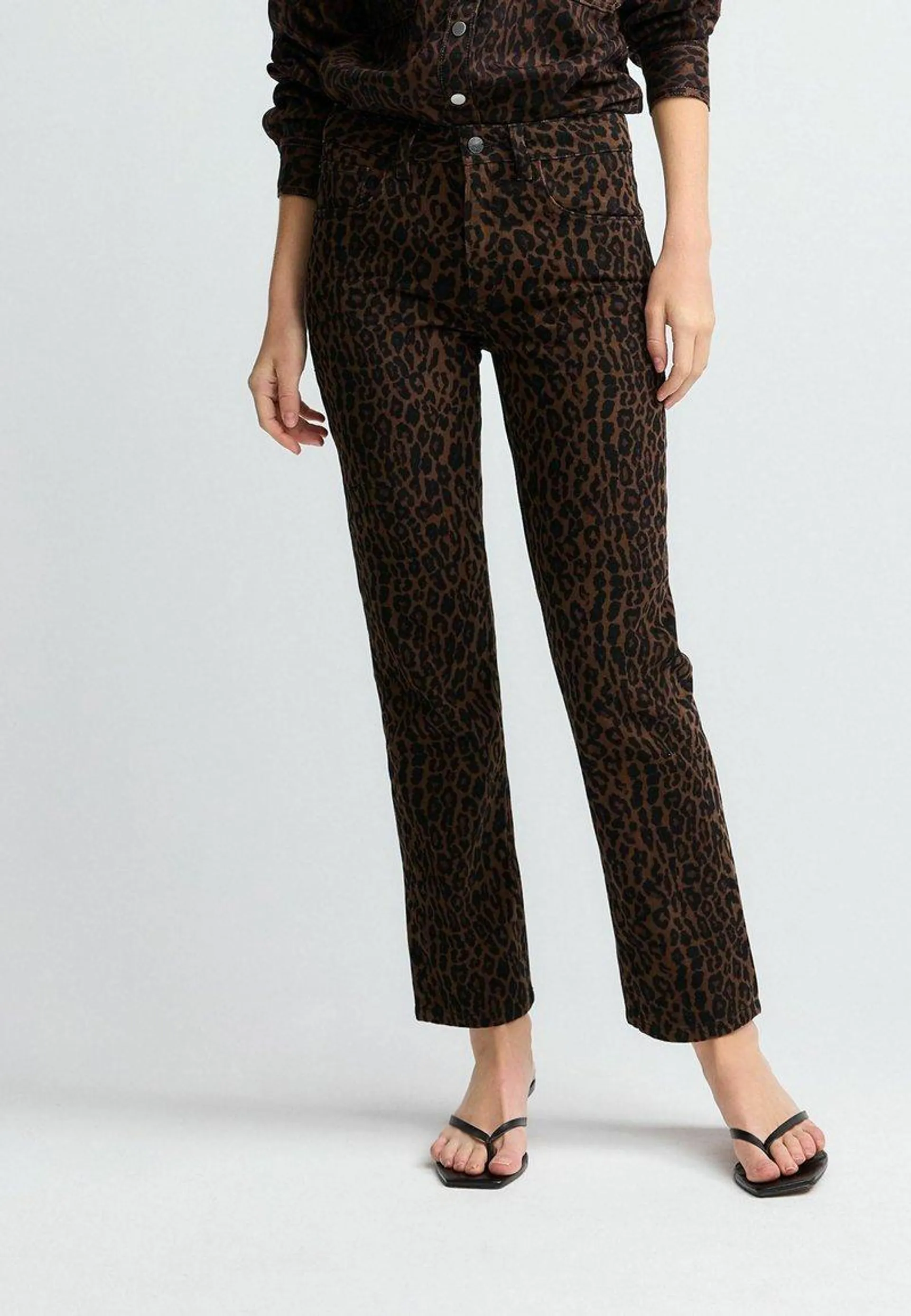 COMFORT STRETCH PETITE - Jean droit - leopard print