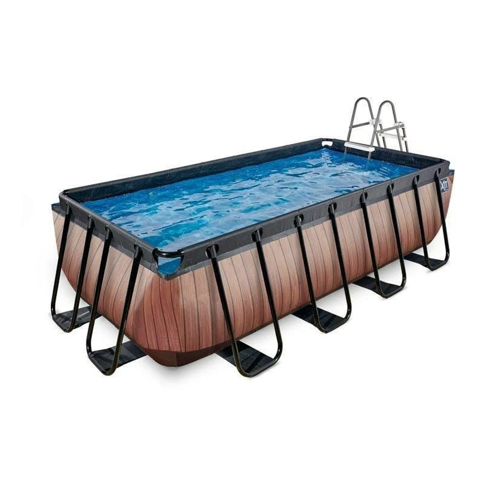 Piscine Exit Wood 400x200x100cm Avec Pompe Filtrante à Sable - Marron