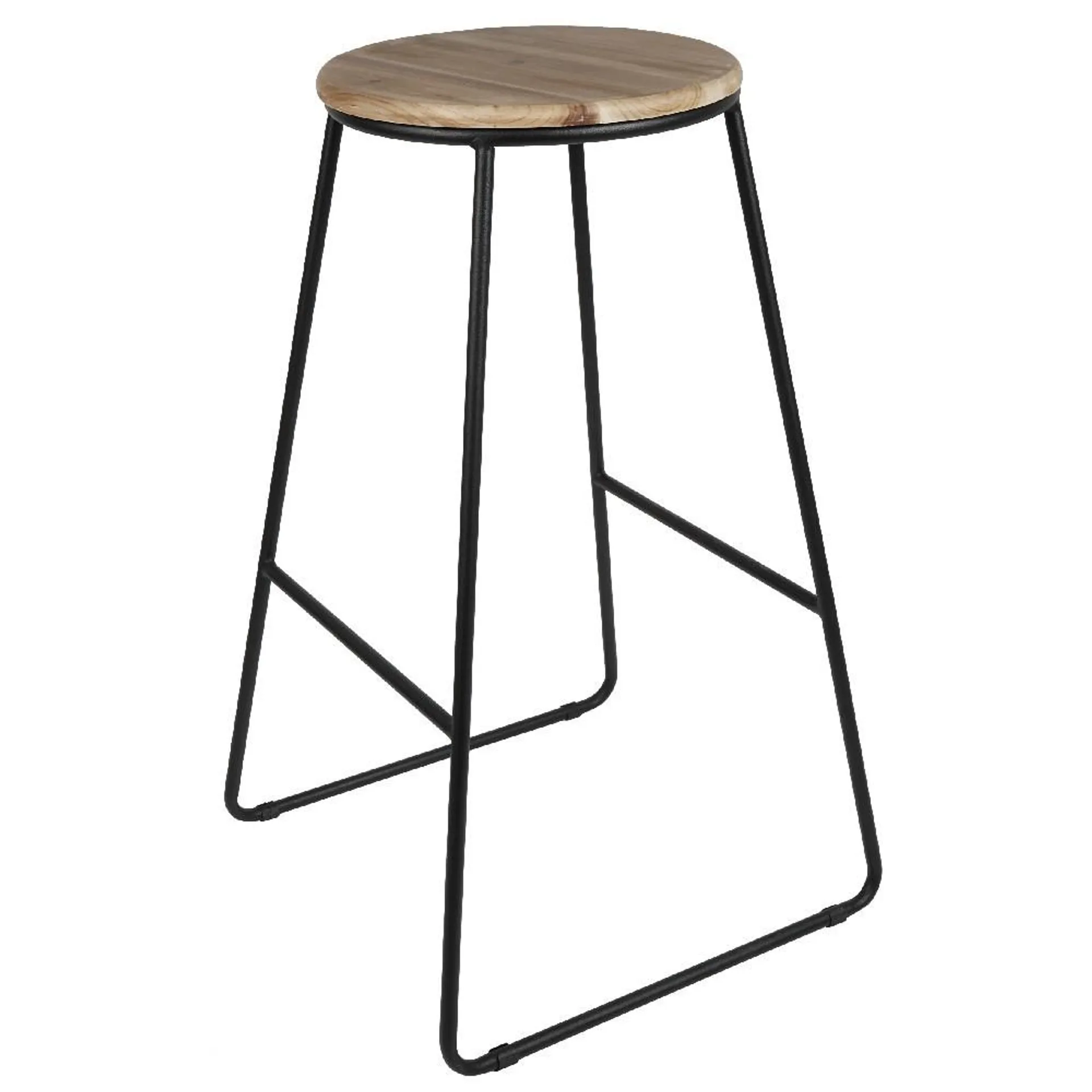 Tabouret de bar assise bois et pied métal 42x42xH70,5cm