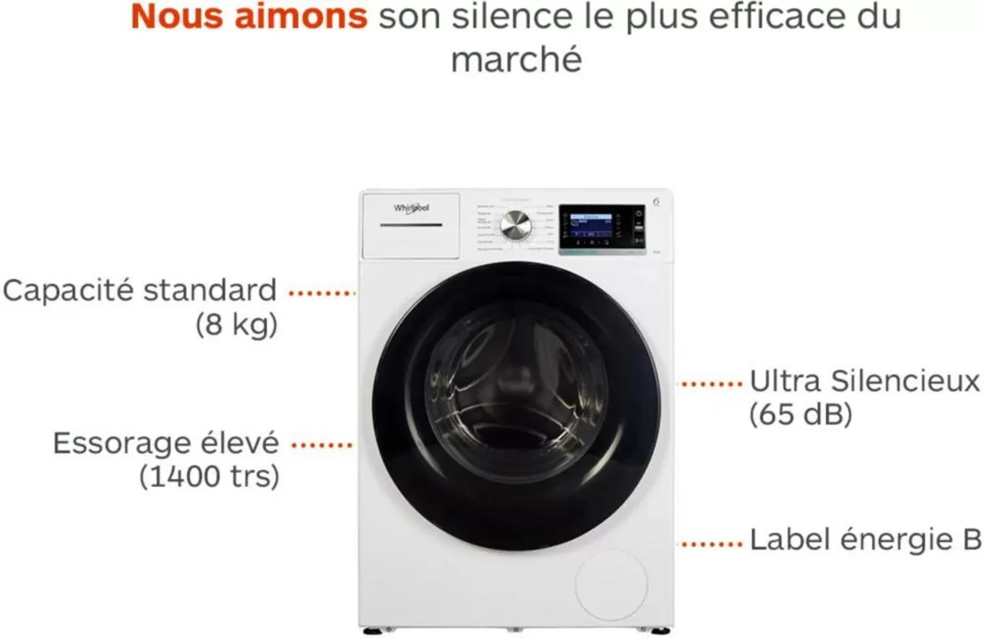 Lave linge hublot WHIRLPOOL W6XW845WBFR Supreme silence