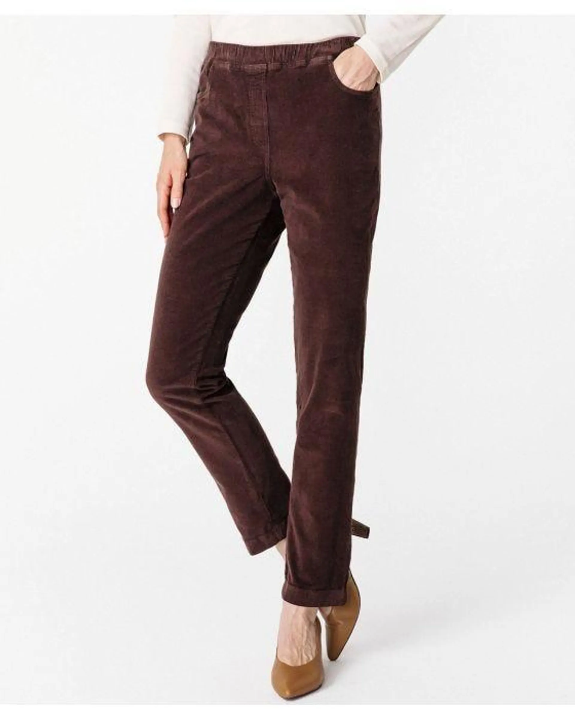 Pantalon velours à ceinture élastiquée