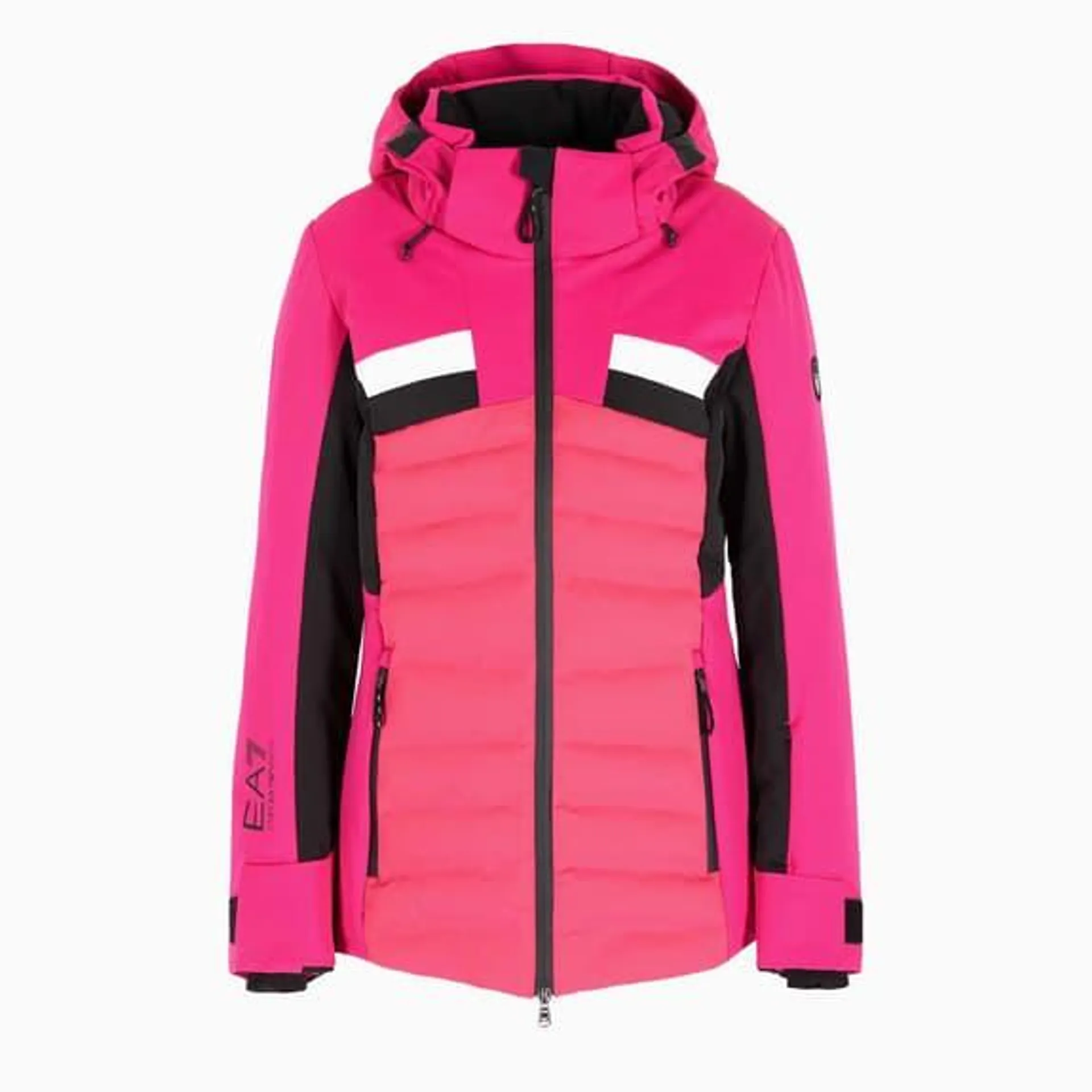 Veste à capuche EA7 Emporio Armani Bomber Stripe Ski rose noir blanc femme