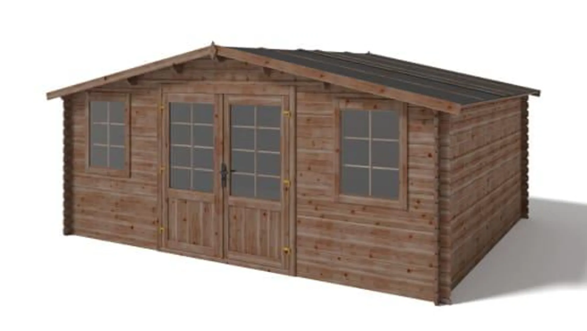 Abri de jardin en bois - 20m2 - 5x4m - Traité - Ep. 28mm - Couleur: marron - DOM566