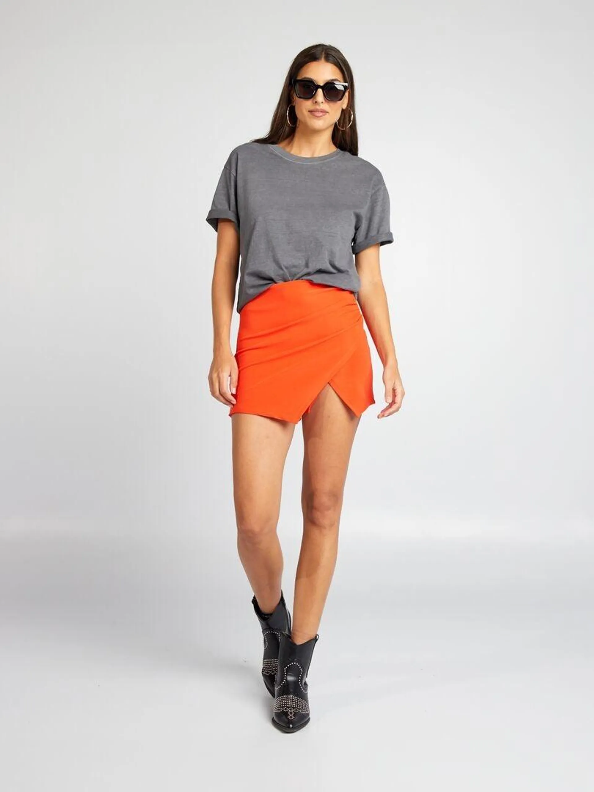 Jupe Short en maille rib - rouge