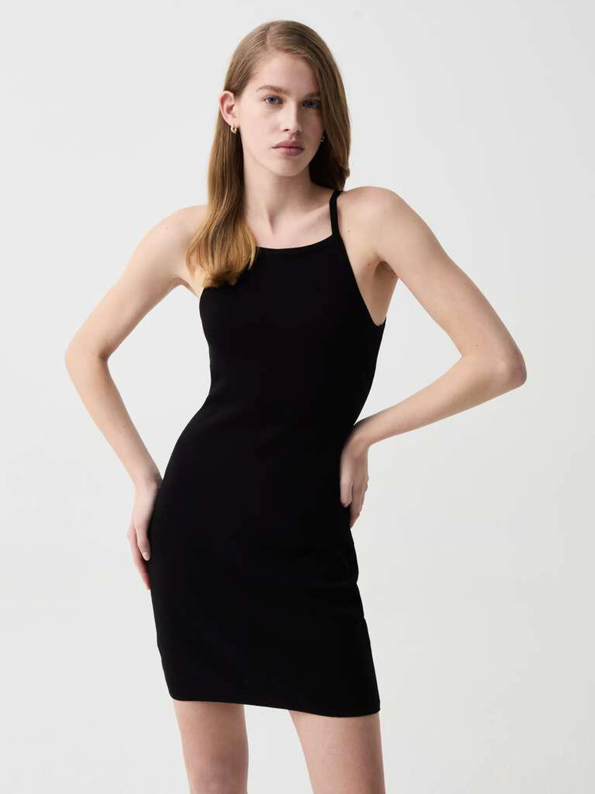 Black Solid colour short dress
