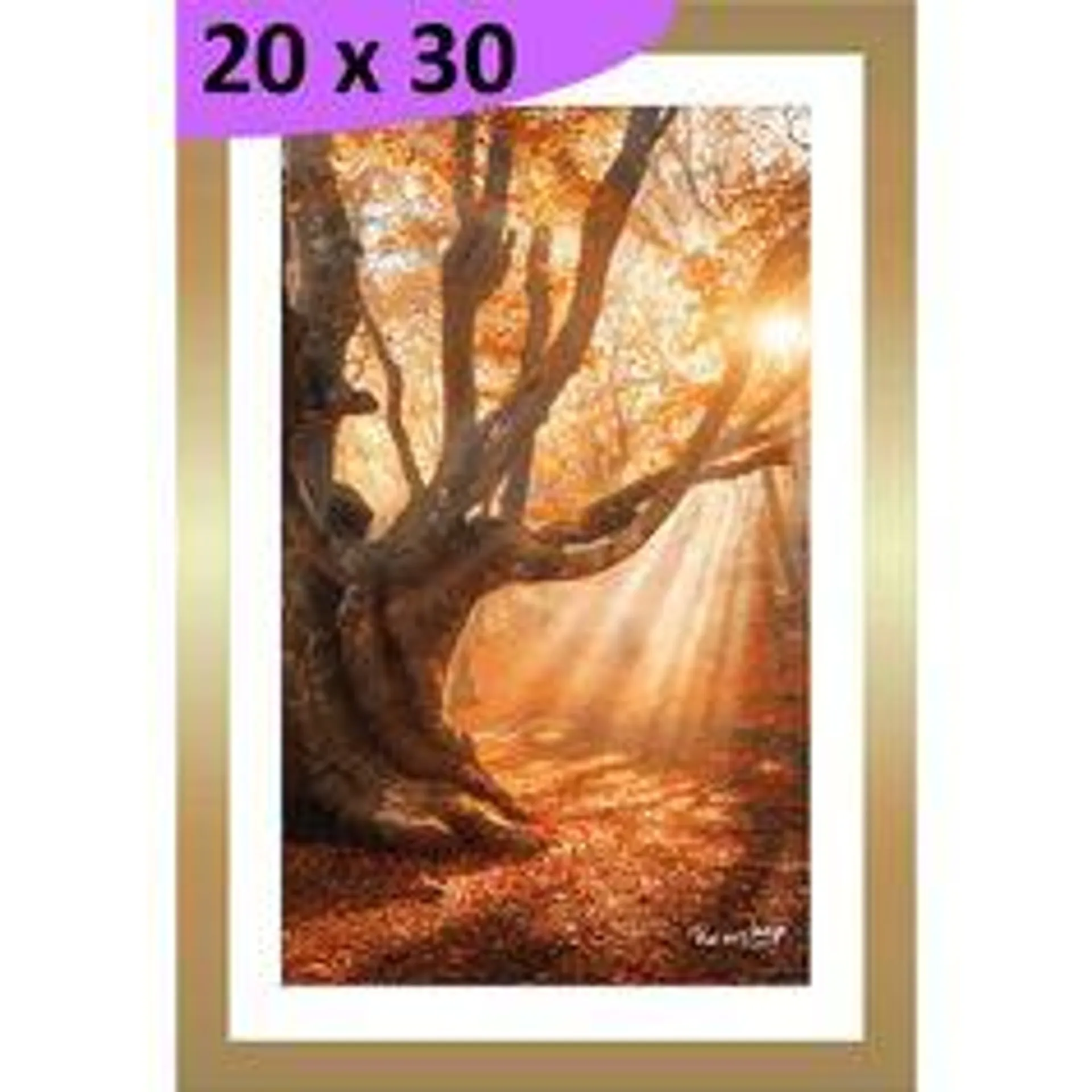 Tableau photo AUTOMNE cadre bois 20x30cm