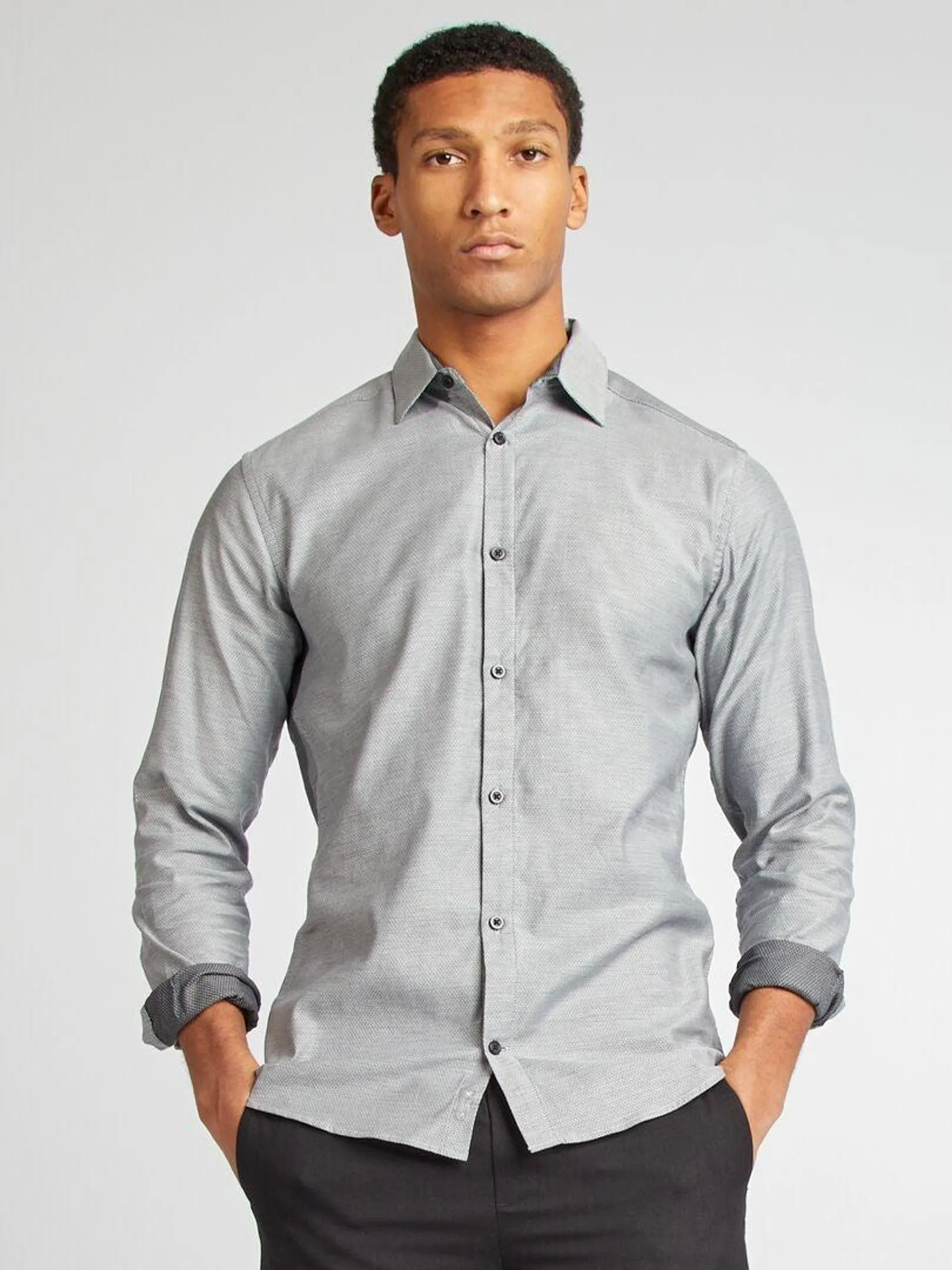 Chemise coupe droite à motif - Gris