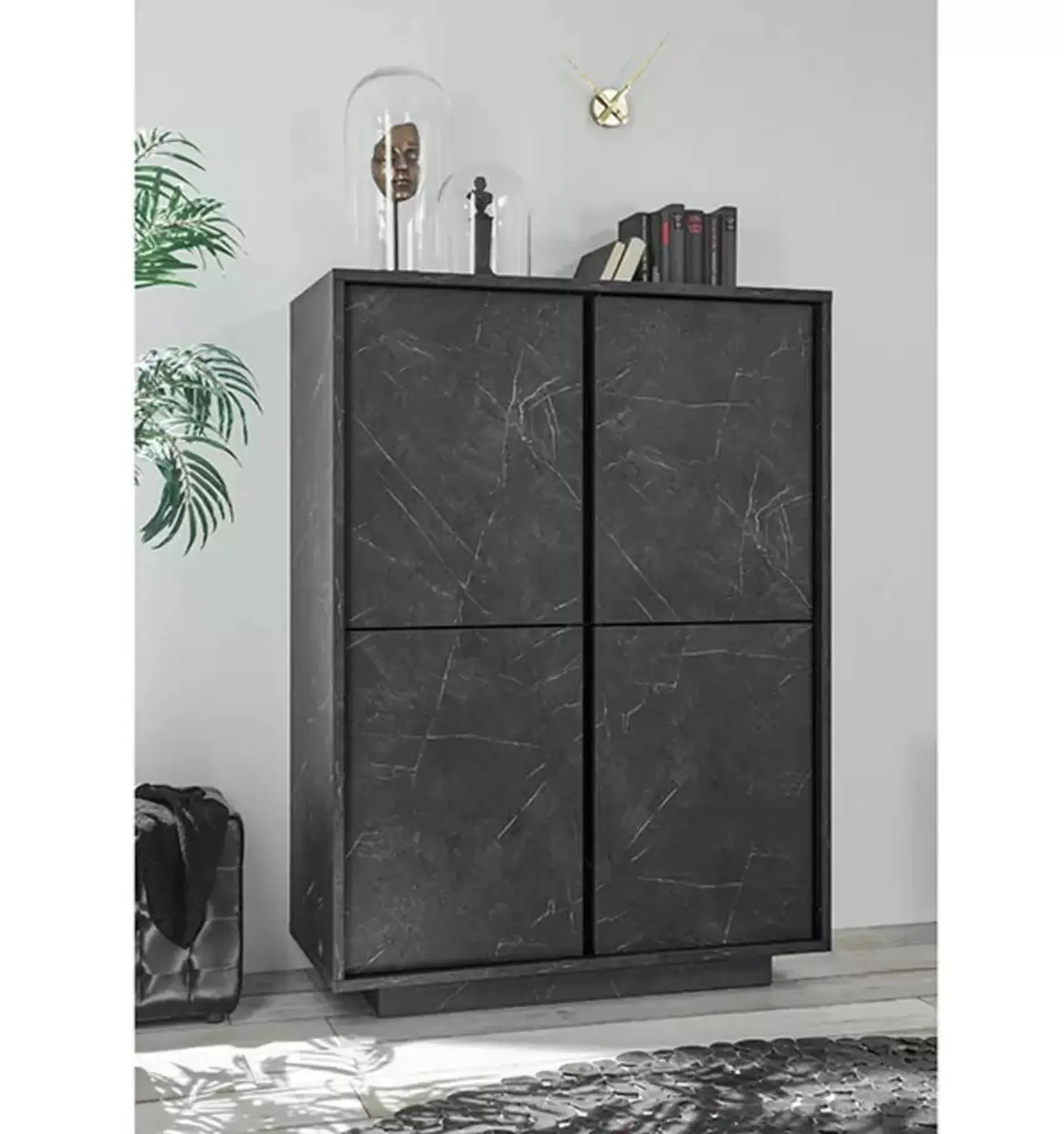 Rangement 4 portes Ice marbre noir