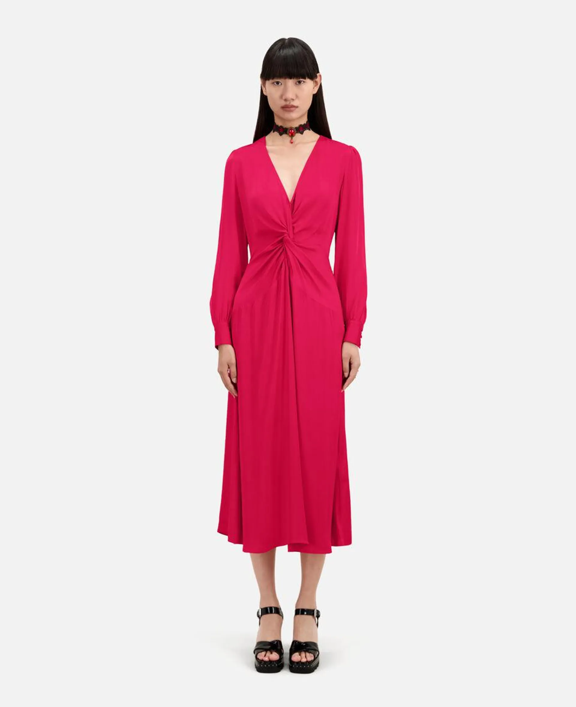 Robe longue rouge avec nœud