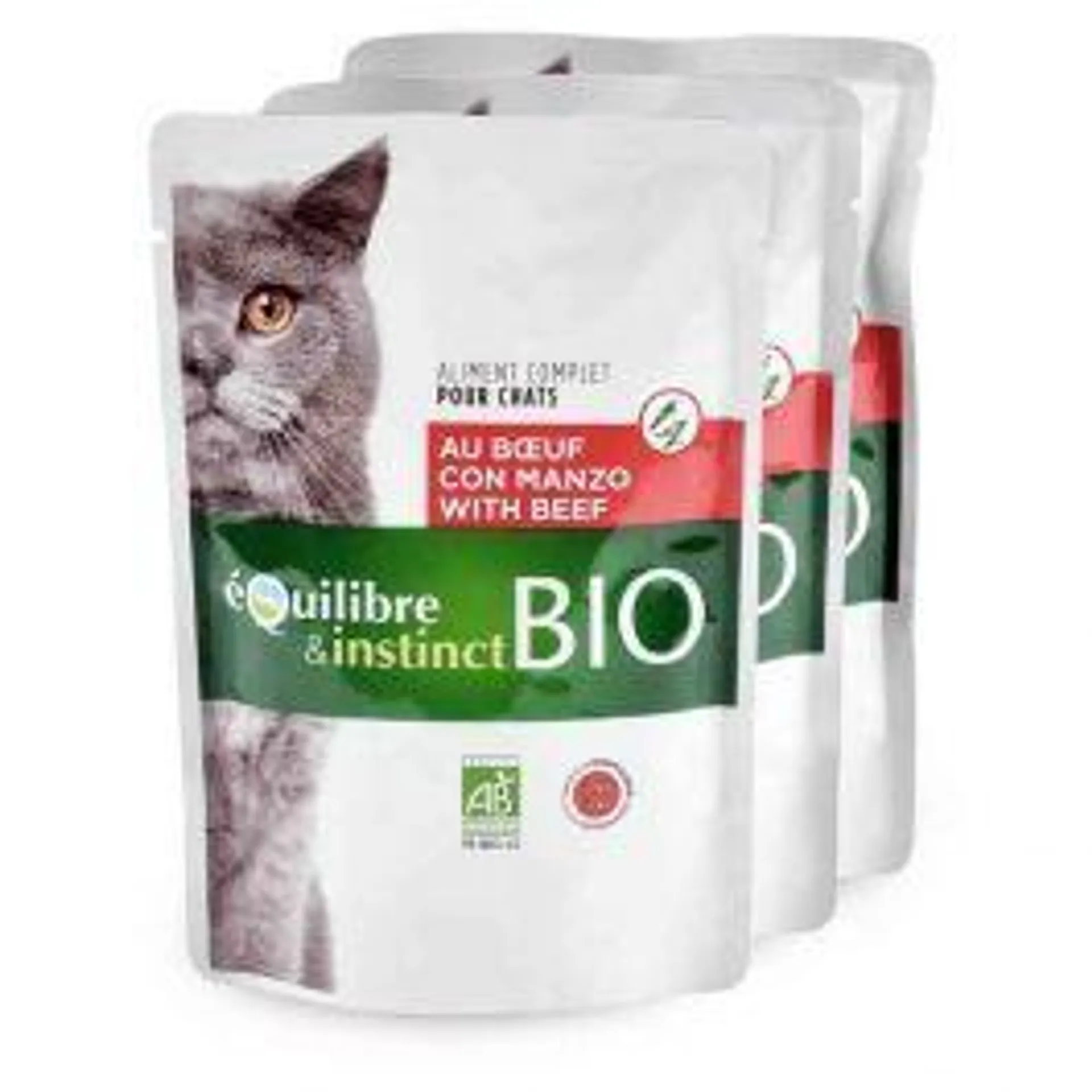 Pâtée bio émincés de bœuf pour chat